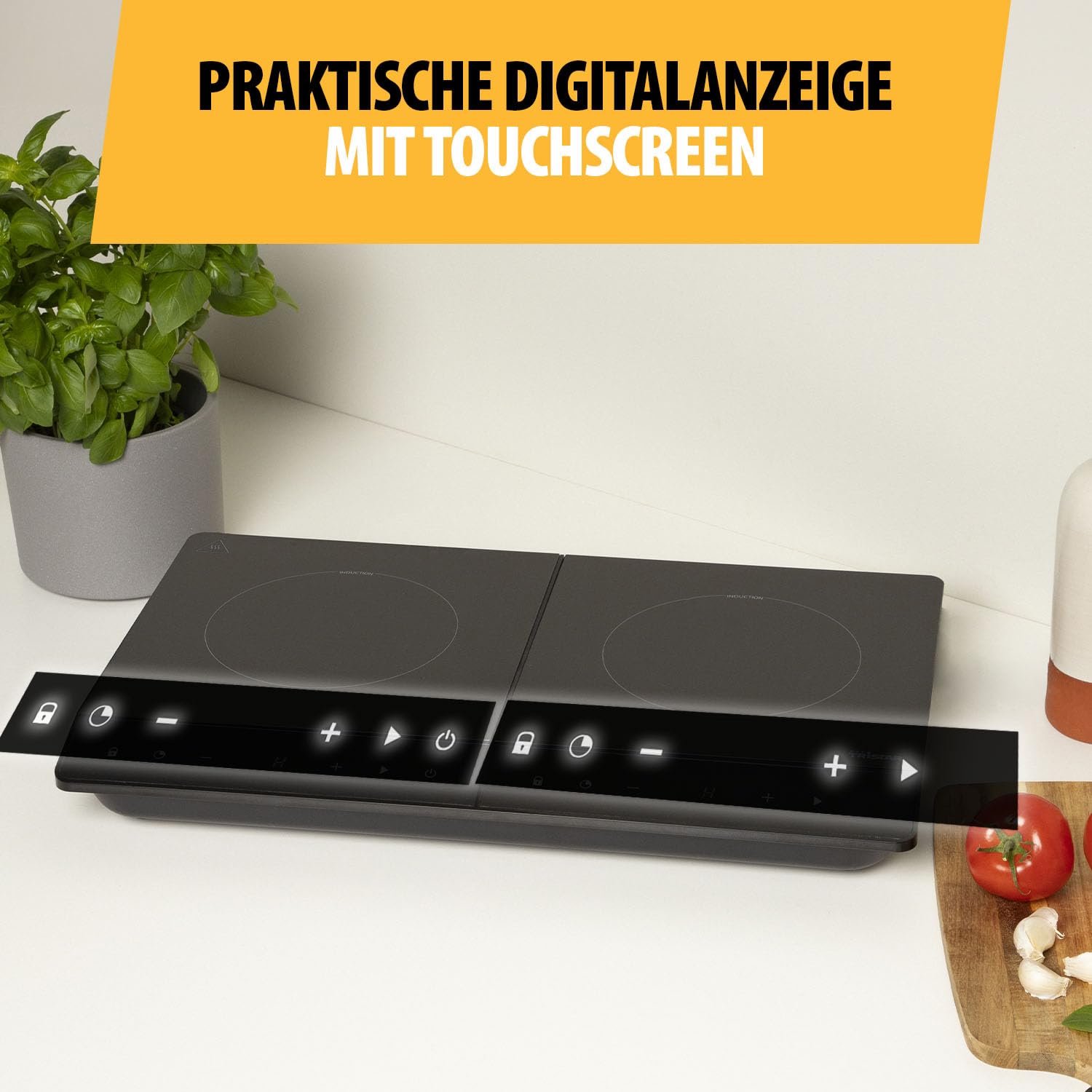 Tristar Doppel-Induktionskochplatte, ⌀19 cm Kochfeld, 10 Leistungsstufen, 3500 W, energieeffizient, integrierter Timer, mit Überhitzungsschutz, IK-6162