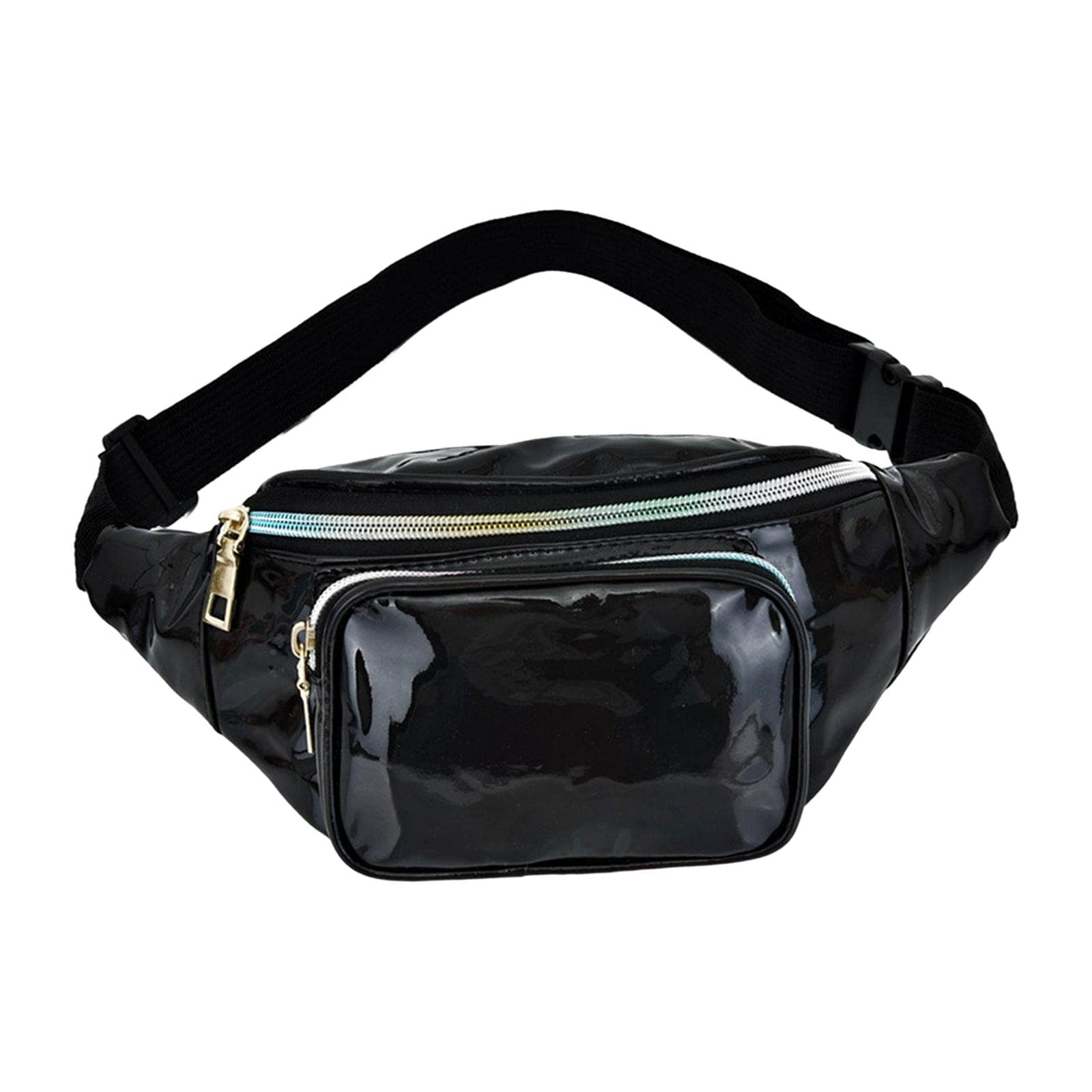 NIVAA Waist Bag Shiny Water Resistant Easy Carry for Running Outdoors Workout Black-image-33