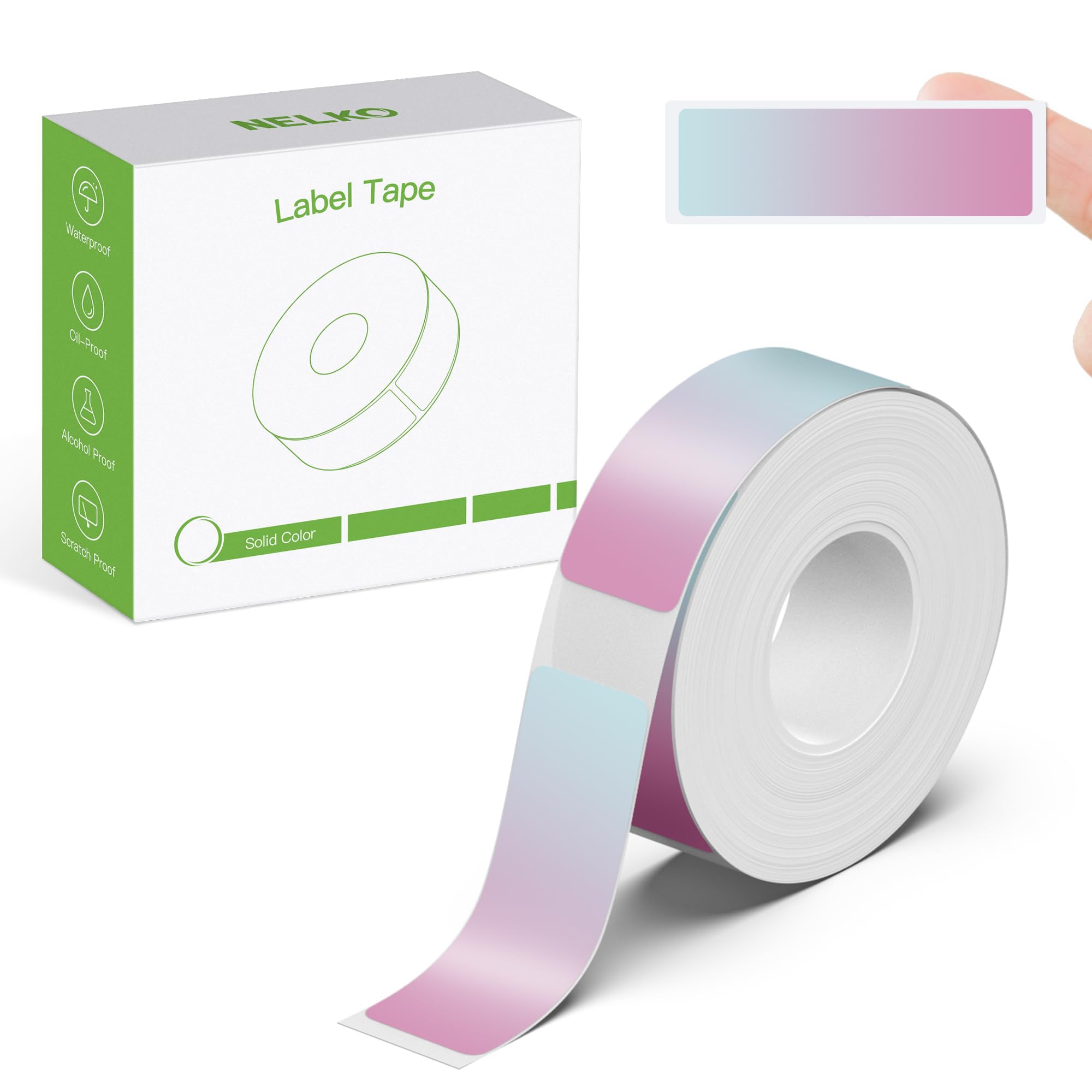 Nelko Genuine P21 Label Maker Tape, 14x40mm, Standard Laminated, 180 Tapes/Roll, Light Green