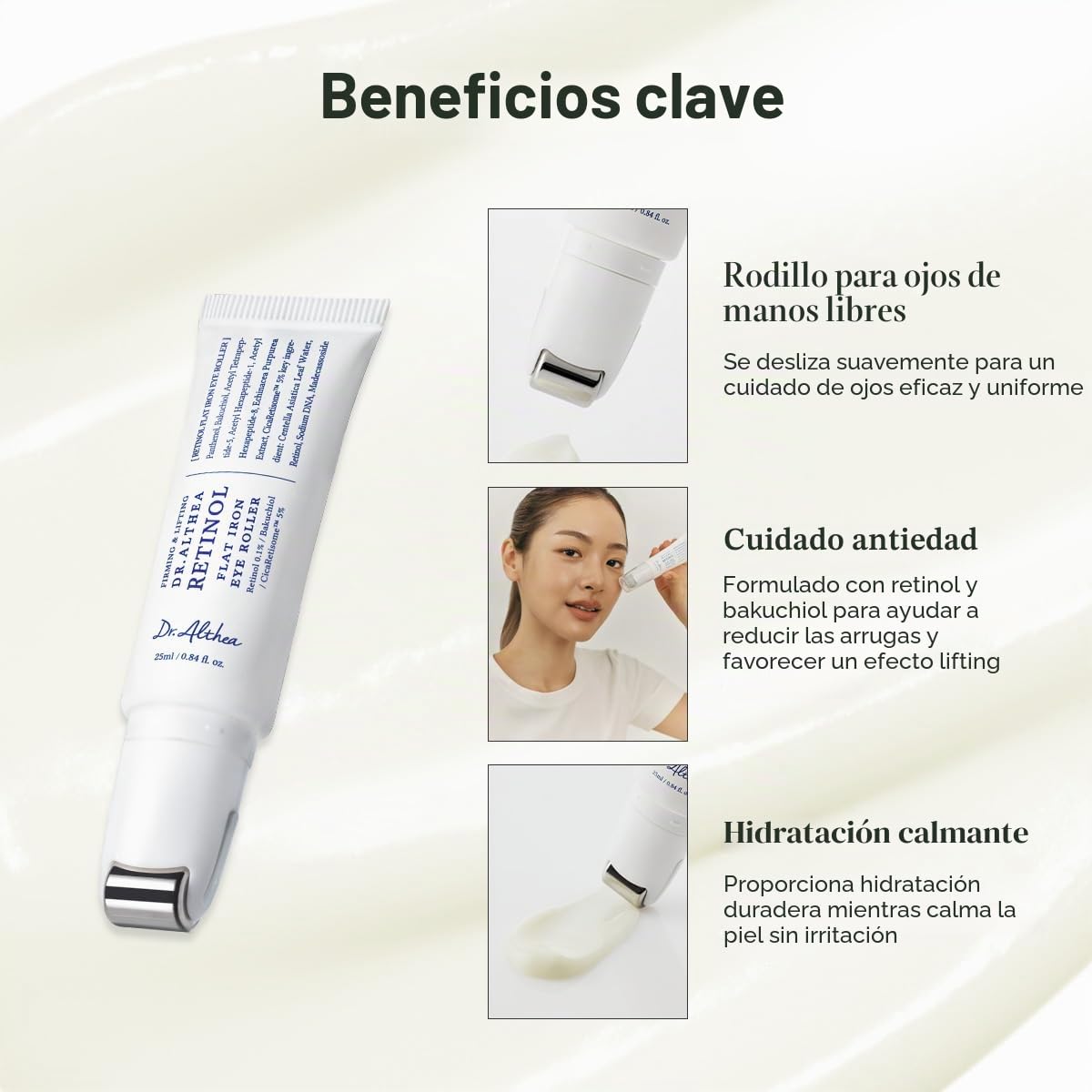 Dr.Althea Retinol Flat Iron Eye Roller - 25 ml | Firming & Lifting | Retinol 0.1% / Bakuchiol