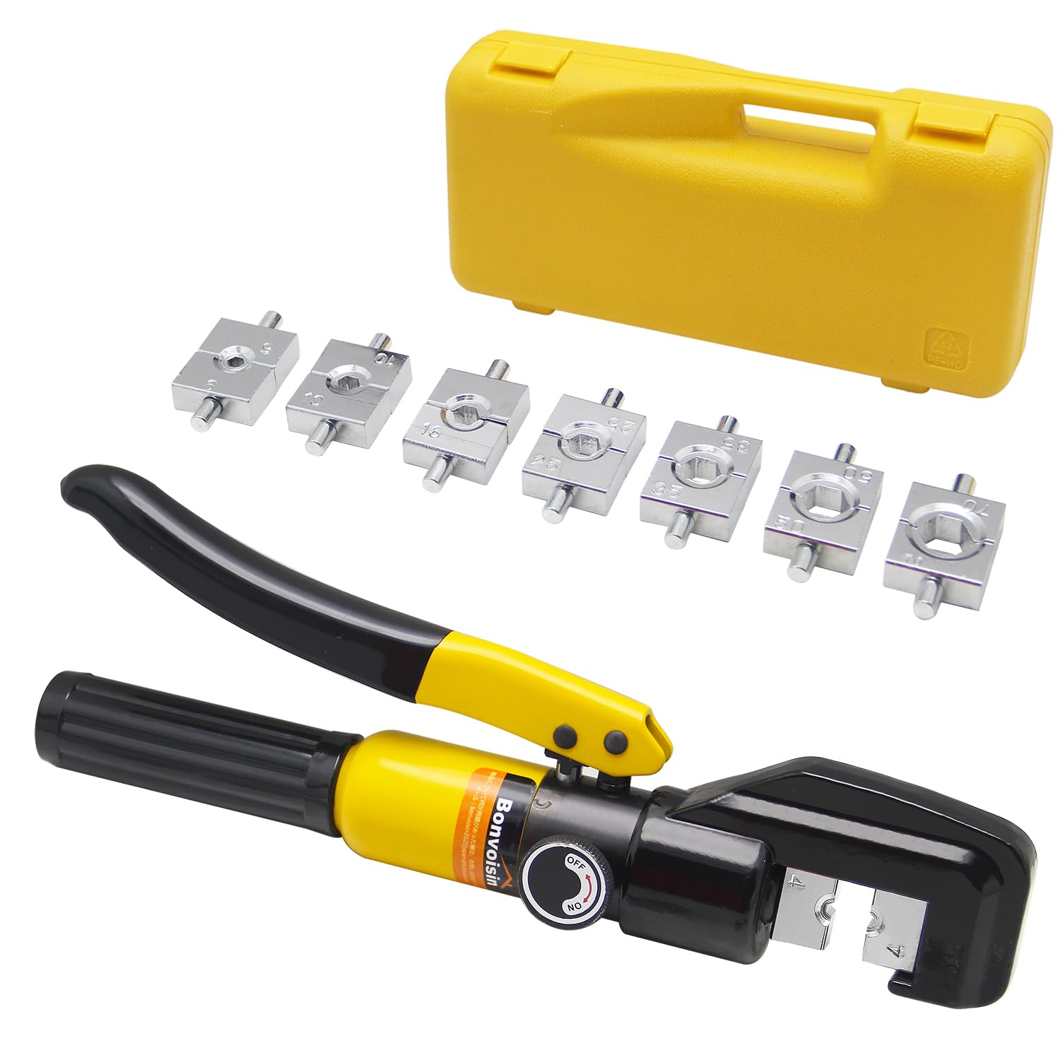 Amazon.co.jp: Bonvoisin Hydraulic Crimping Tool Crimping Pliers Hydro  Pliers for 4~70mm² Bare Crimping Copper/Aluminum Terminals with 8 Types of  Dies, Includes Japanese Instruction Manual, Internal Operating Fluid : DIY,  Tools & Garden