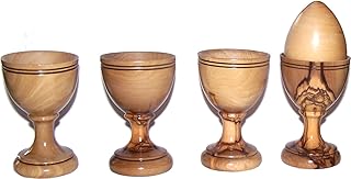 Holy Land Market Four olive wood Church Communion Naturally carved Cups - great style - Asfour outlet brand - Set of 4