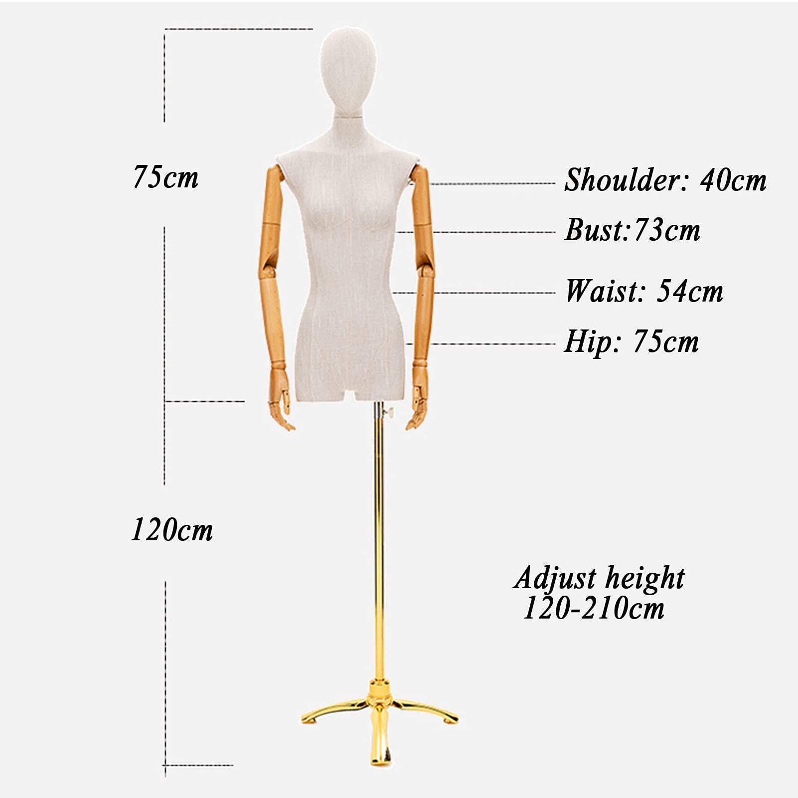 Female Mannequin Torso Body, Dummy Model with Head and Flexible Hands Tripod Stand, Dress Form for Clothing Wedding Dress Display, 3 Styles
