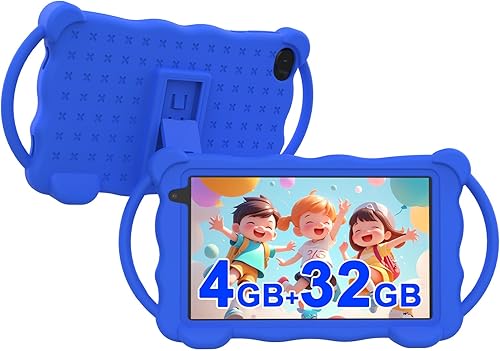 Nyxolaria Tableta infantil de 7 pulgadas para niños, Tableta de aprendizaje para niños de 32 GB ROM con estuche protector, aplicaciones educativas