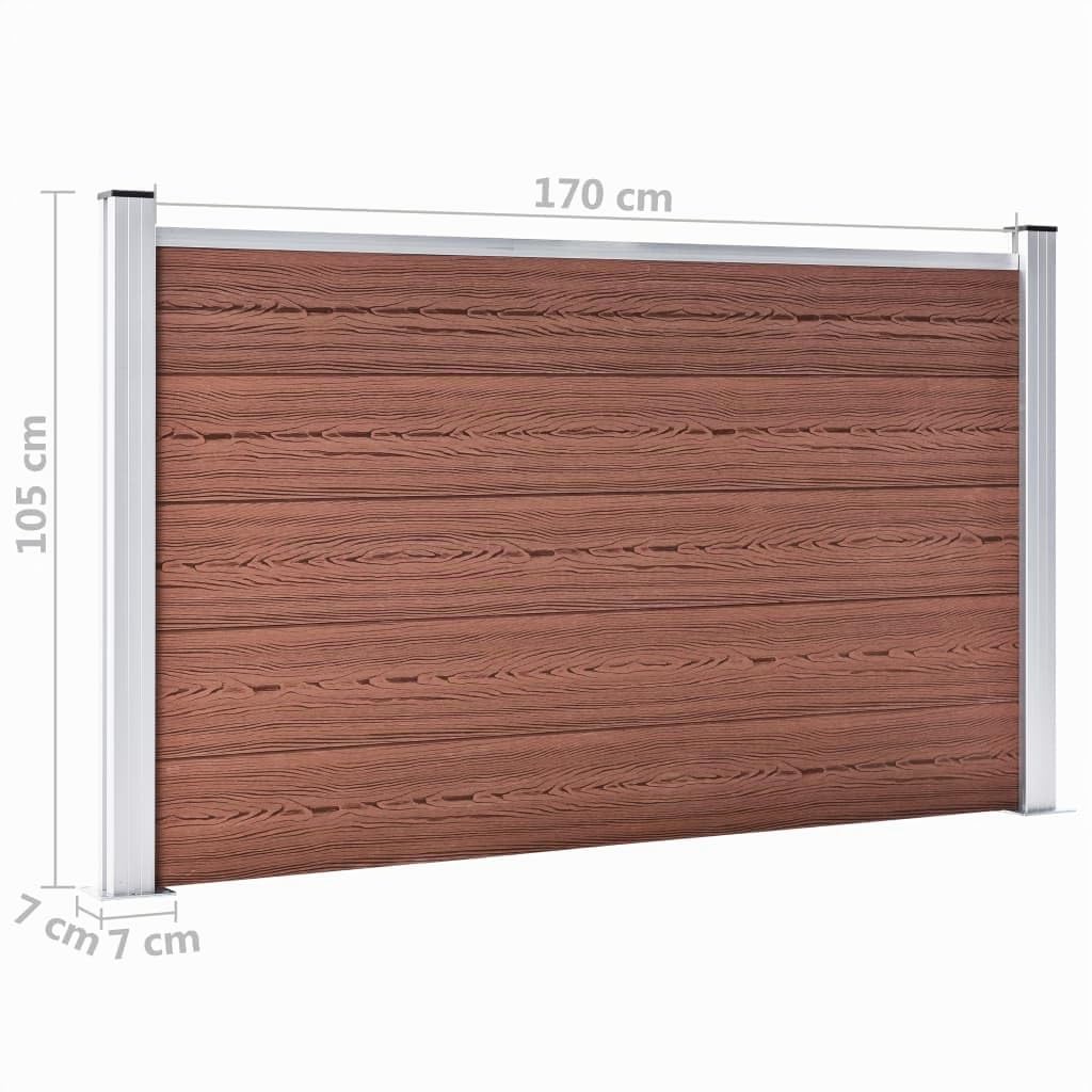 vidaXL Valla de Jardín Muros Panel Cercado Borde Césped Seguridad Separador Exterior Aire Libre Terraza Decorativas de WPC Marrón 353x106 cm