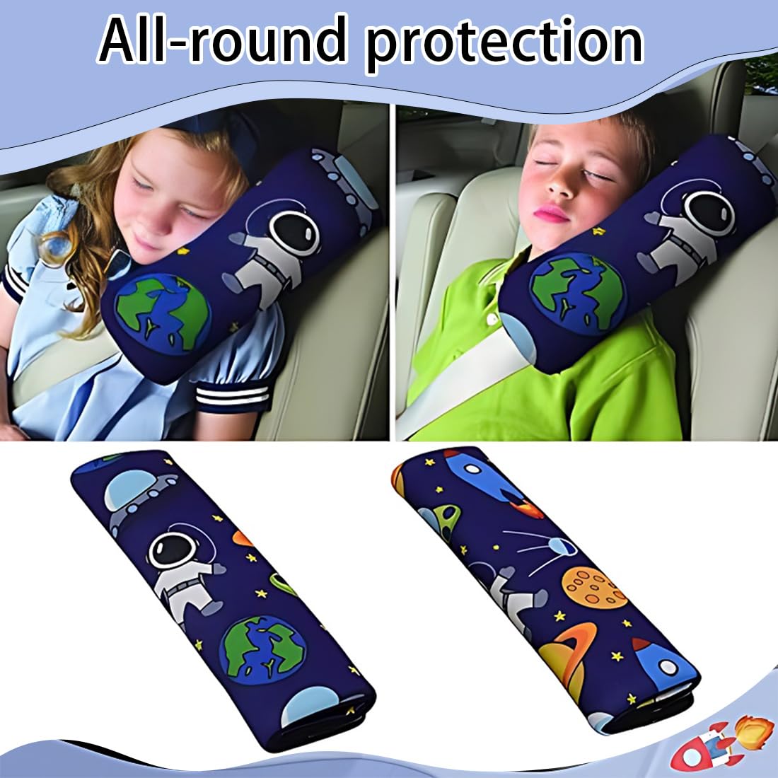 2 Piezas Protector Cinturon Coche Niños Lindo Espacio Almohadilla Cinturon Coche Transpirable Y Agradable A La Piel Funda Cinturon Coche Adecuado Para Todas Las Estaciones