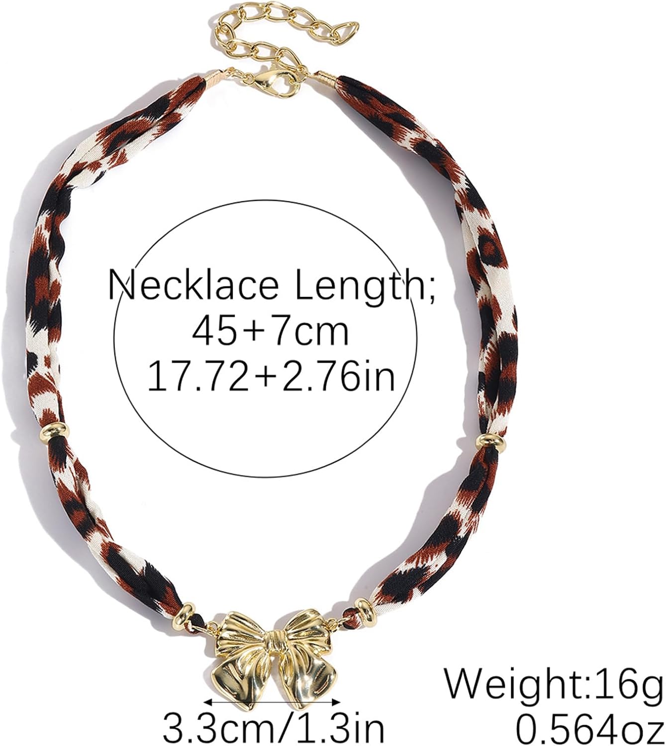 Scarf Necklace with Charm Gold Chunky Heart Starfish Pendant Necklace Boho Satin Fabric Leopard Choker Necklaces Bohemian Summer Beach Holiday Jewelry - Image 3