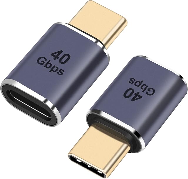 Adapter USB C 40 Gbps (2 sztuki), wtyczka USB C na gniazdo adapter USB 4.0 typ C adapter wtyczka do transmisji danych, kompatybilna z Samsungiem, MacBook i innymi urządzeniami USB-C