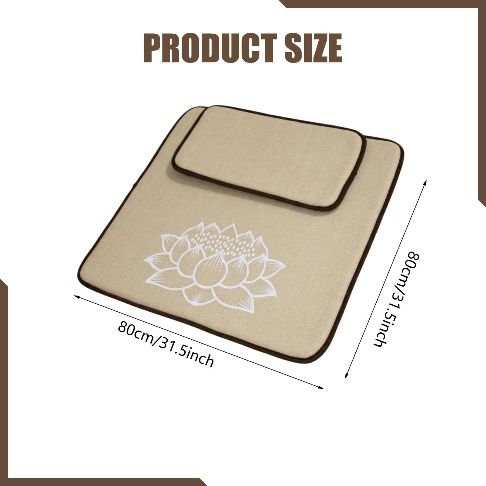 MagiDeal Coussin de méditation, tapis de sol japonais style tatami, coussin de pour, cadeau idéal pour la chambre à coucher en, Kaki, 80x80cm