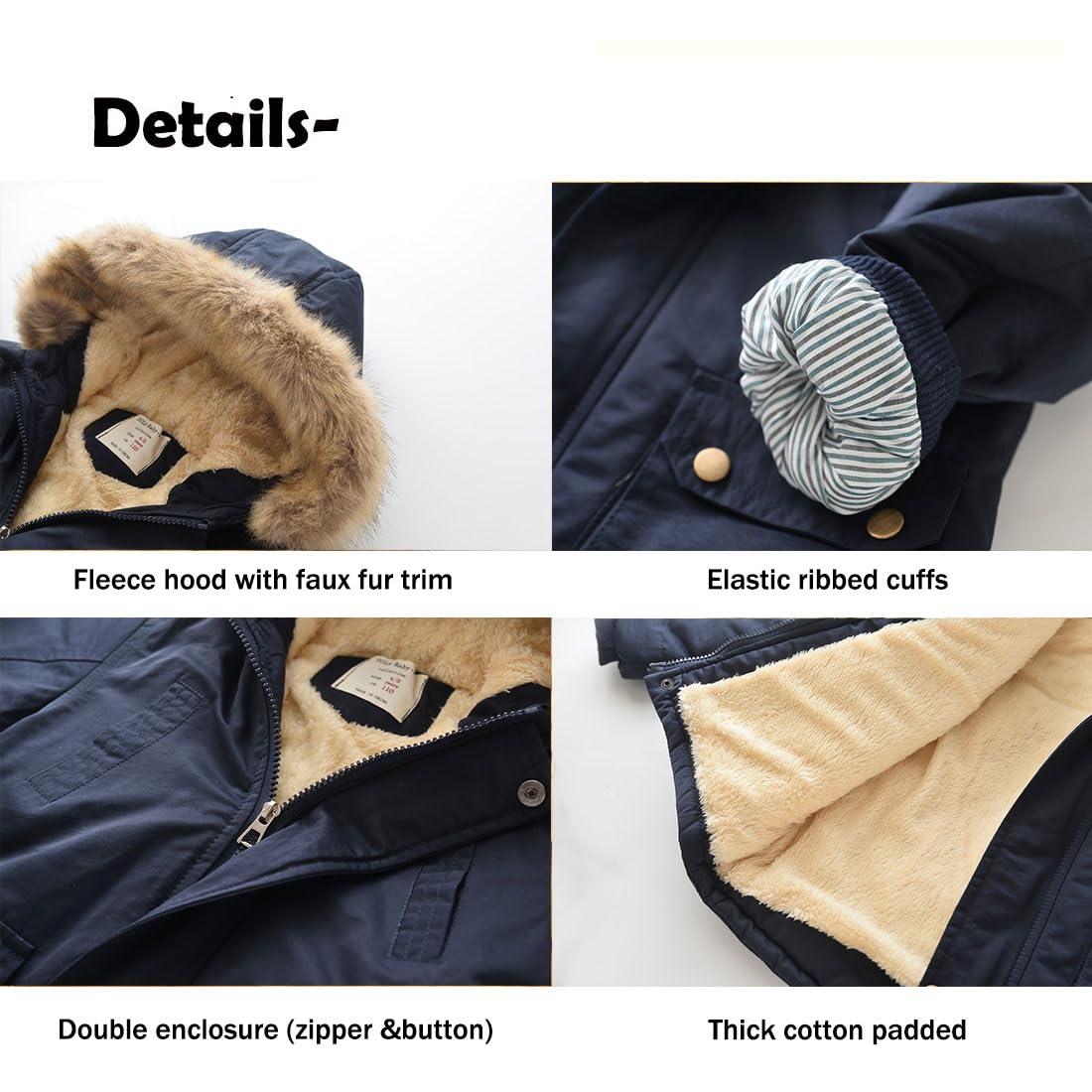 Chaqueta acolchada con forro polar para niños, abrigo grueso de invierno con capucha impermeable para invierno