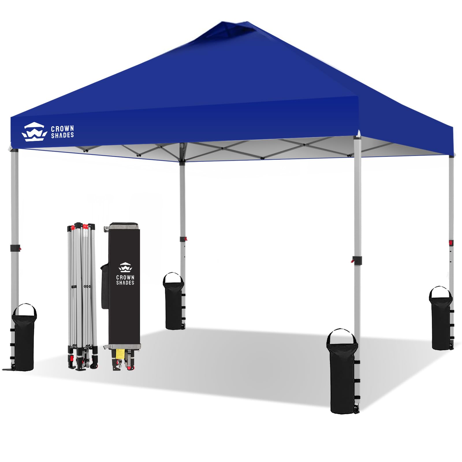 CROWN SHADES Pop Up Gazebo 3m x 3m, CenterLok One Push Instant Pop Up Outdoor Canopy Tent, Heavy Duty Gazebo with Carry Bag, Bonus 8 Stakes and 4 Ropes, Blue