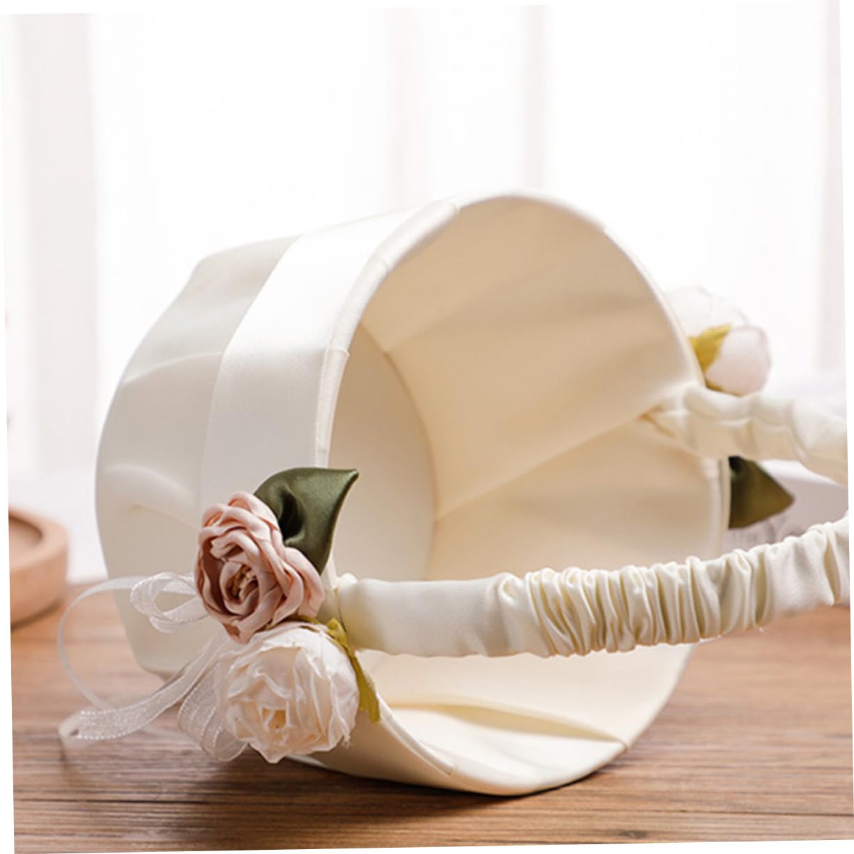 IMIKEYA 2 Stück Hochzeitsblumenkorb für Blumenmädchen Eleganter Handkorb mit Satin und Spitze Dekorativ und Leicht für Romantische Hochzeiten und Besondere Anlässe