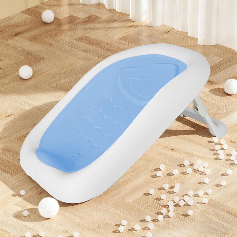 Homewell - Bañera de bebé plegable con cojín de baño para bebé y termómetro digital, bañera para el hogar y los viajes, fácil de limpiar (azul)