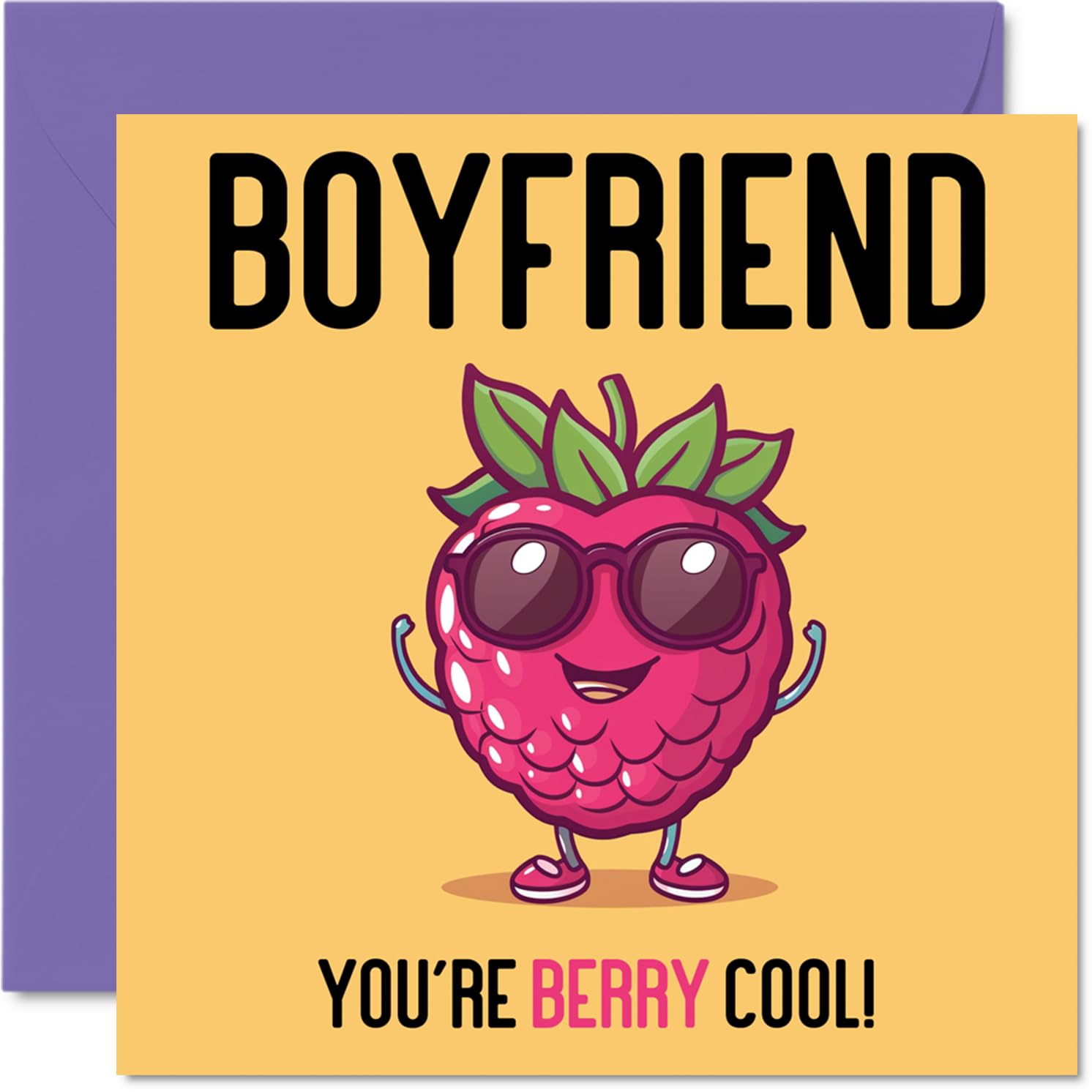 Birthday Cards for Boyfriend - Berry Cool - Funny Happy Birthday Card for Boyfriend from Girlfriend, Partner Gifts, 145mm Joke Greeting Cards Men Him