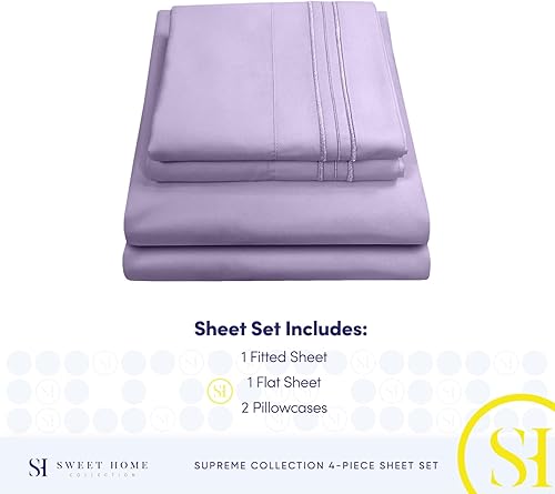 Vista 4 de Juego de sábanas extrasuaves de tamaño queen, ropa de cama transpirable y lujosa con correas elásticas integradas para las esquinas, colección