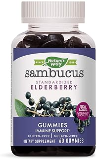 Nature's Way Sambucus Black Elderberry Gummies with Vitamin C and Zinc, 60 Gummies