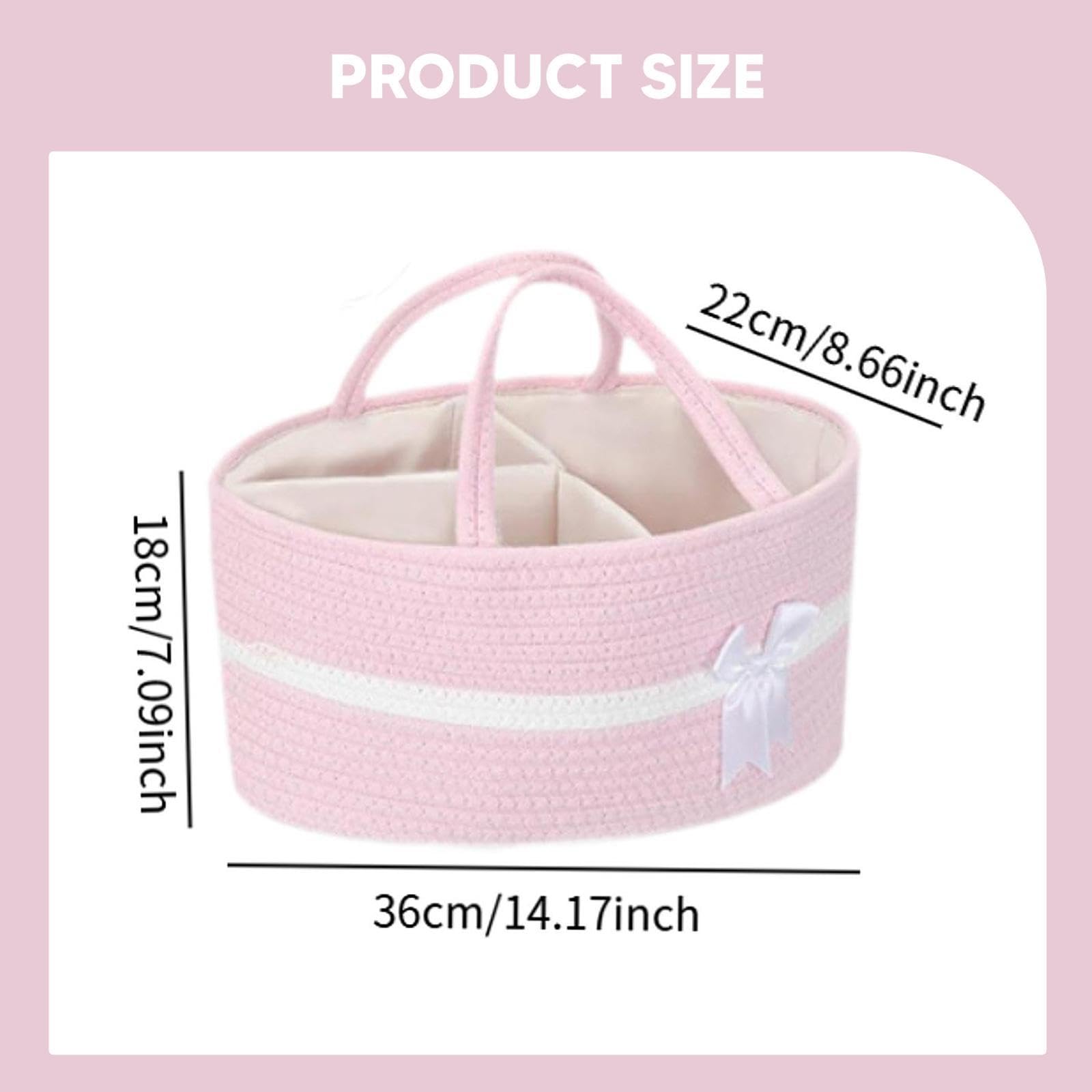 Organizzatore per, Borsa Porta Pannolini, Contenitore Intrecciato, Organizer per Pannolini per Neonati e tiralatte, Bianco Rosa