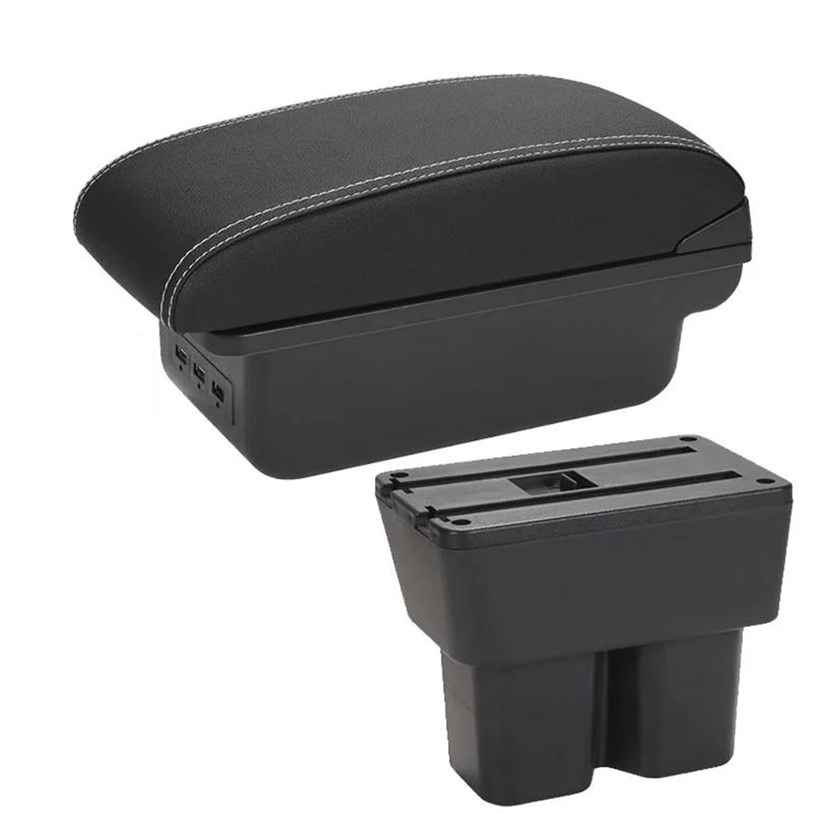NOHEEU Car Center Console Storage Box Multifunctional Armrest Interior Accessories For Jimny JB74 2019-2023(B3 Black white 3USB)