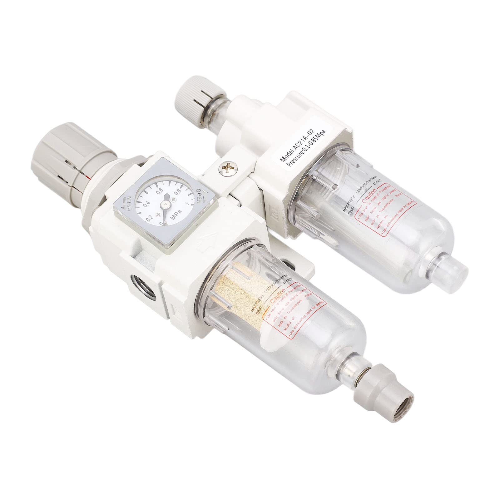 Combinazione di regolatore e lubrificatore per filtro dell’aria, regolatore di pressione dell’aria per attrezzi pneumatici con ingresso e uscita da G1/4", separatore di acqua e