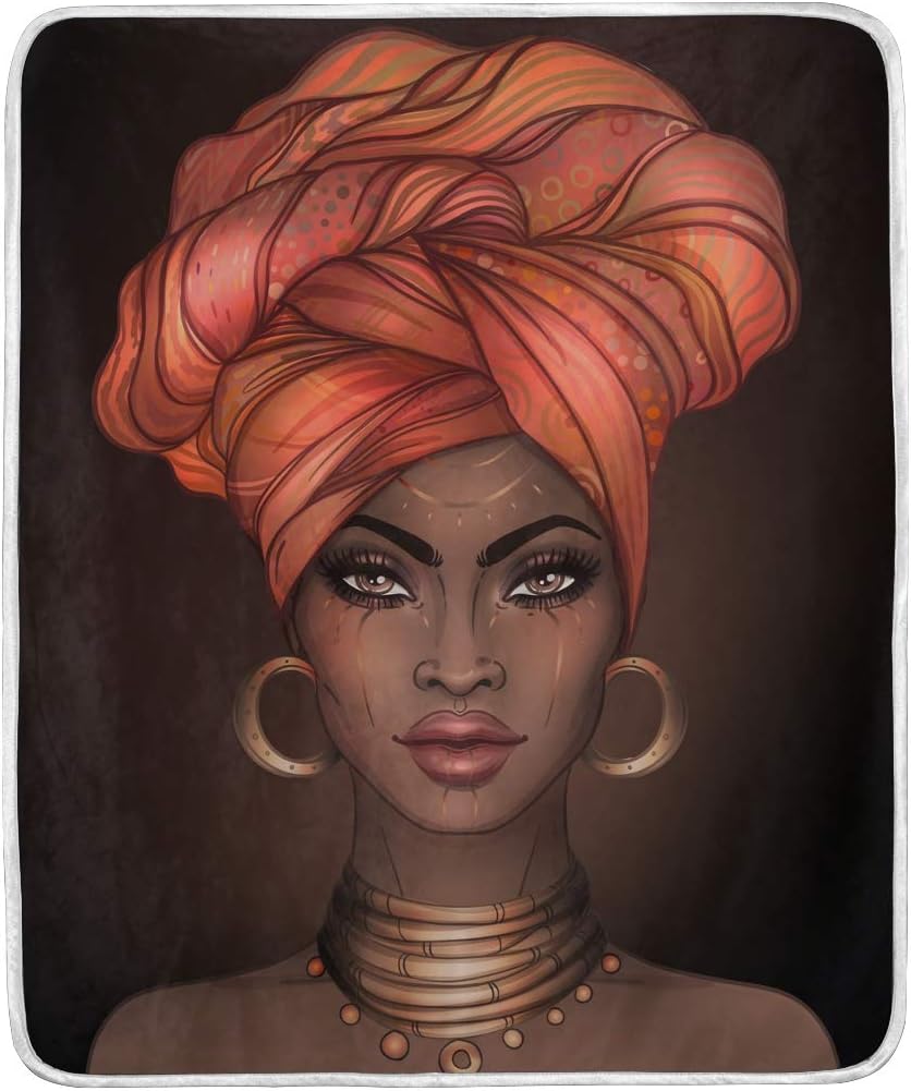 senya Throw Blanket for Couch, African American Woman Soft Cozy Bed Blanket for Kids Gils Boys