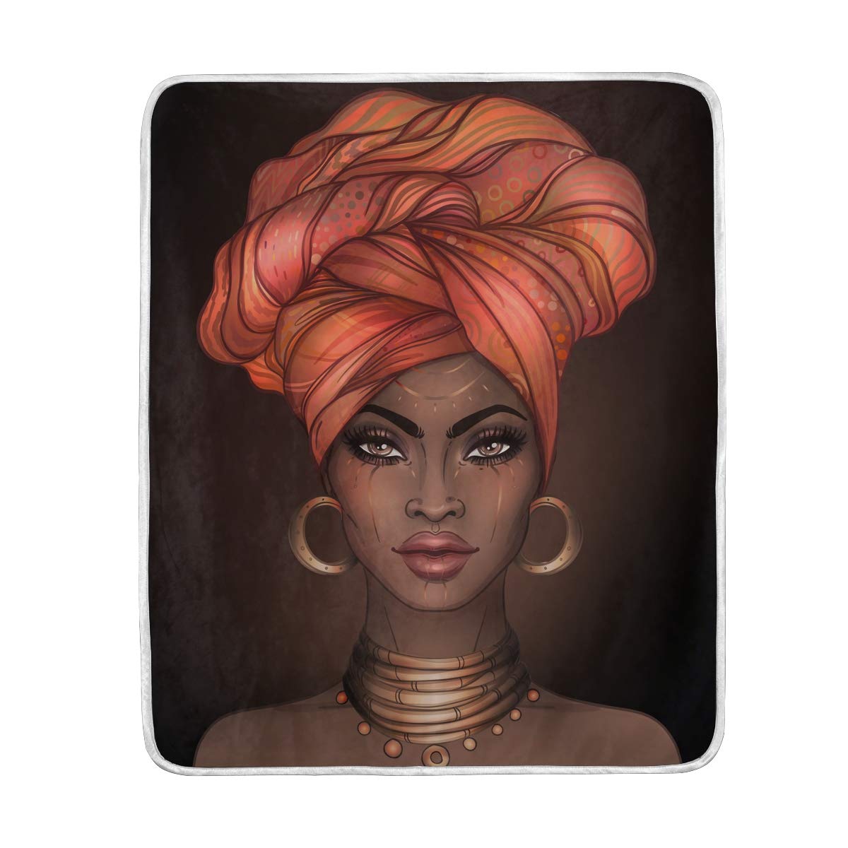senya Throw Blanket for Couch, African American Woman Soft Cozy Bed Blanket for Kids Gils Boys