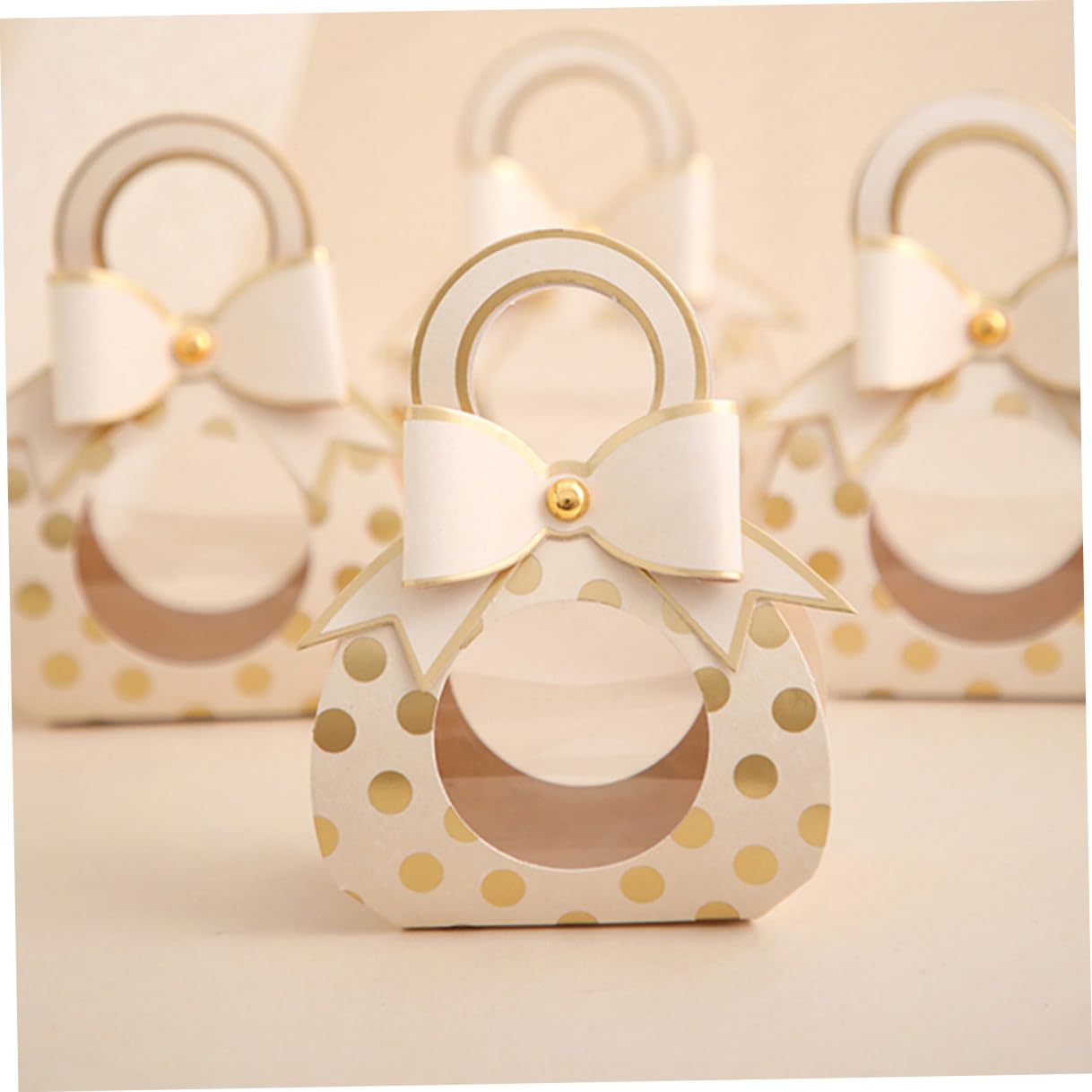 TOYANDONA 50 Stück Geschenkkarton aus Papier mit Griff und Sichtfenster Süßigkeitenaufbewahrungsbox für Hochzeit und Bankett Leichter und Kreativer Stil mit Schöner Schleife