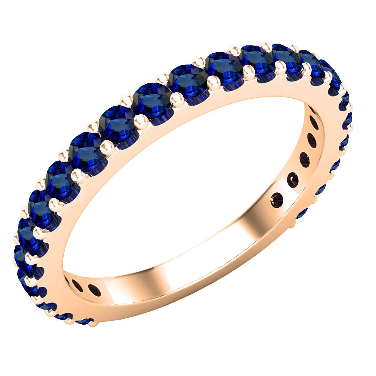 DazzlingRock Collection 14 quilates oro rosa redonda Blue zafiro sintético azul