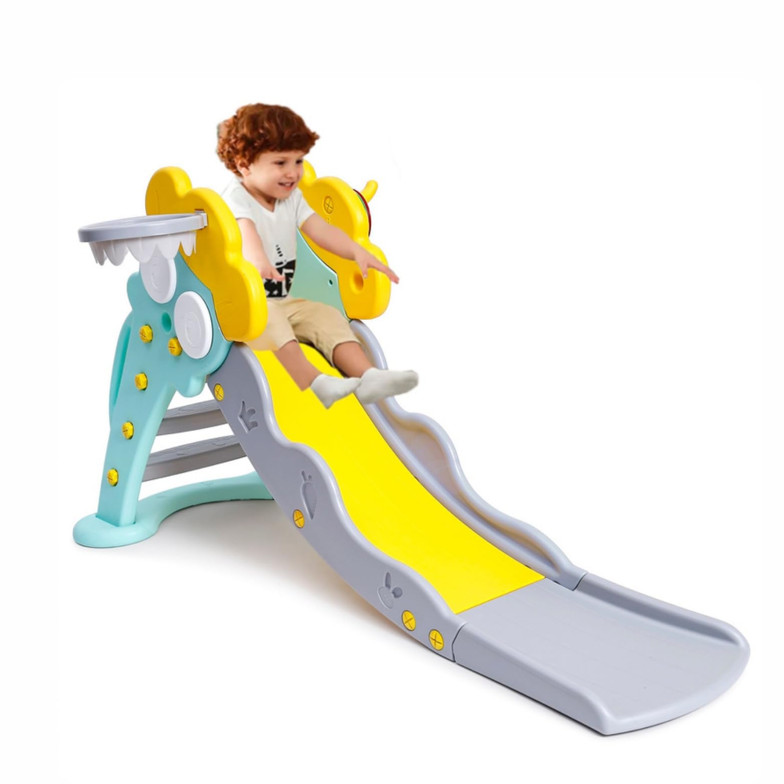 Her Home Rabbit Sliders for Kids - Foldable Kids Slide with Basketball Hoop and Ring Hoopla - for Boys and Girls - Perfect Slides Toys for Indoor or Outdoor - Age 1 Year to 5 Years - L130xB50xH70cm (B09NRGTV4G) Amazon Price History, Amazon Price Tracker