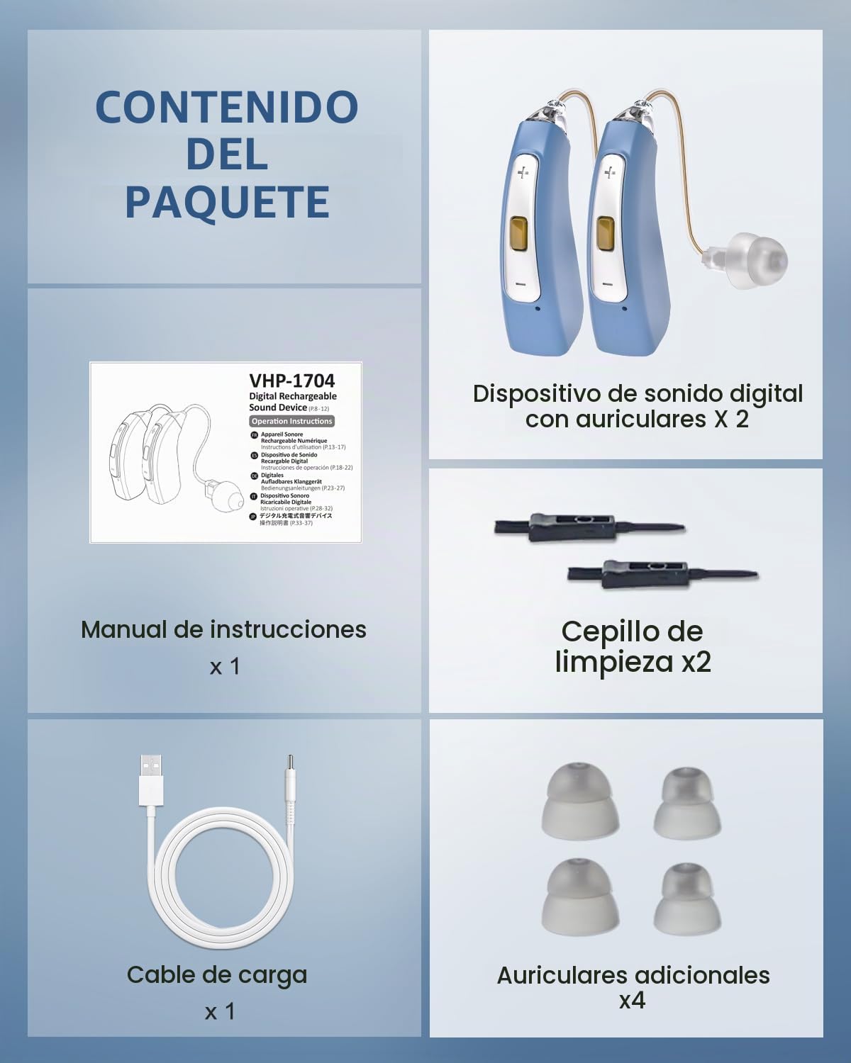 Dispositivo de sonido recargable con filtro de ruido – Batería de 30 horas – Dispositivo de sonido discreto para personas mayores – Fácil manejo