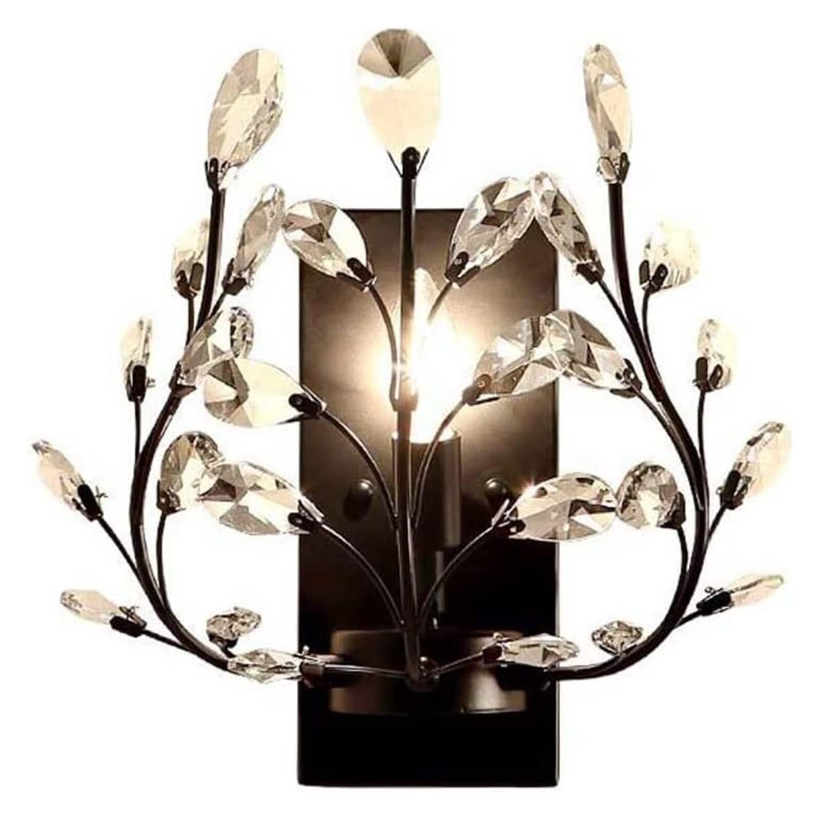 LYMSXAZOU Desk Lamp Crystal Wall Sconce, Elegant Flower Branch Sconce Lamps, Modern Minimalist Decor Bedside Lighting Fixture for Bedroom, Bathroom, Living Room, Hallway(Black)