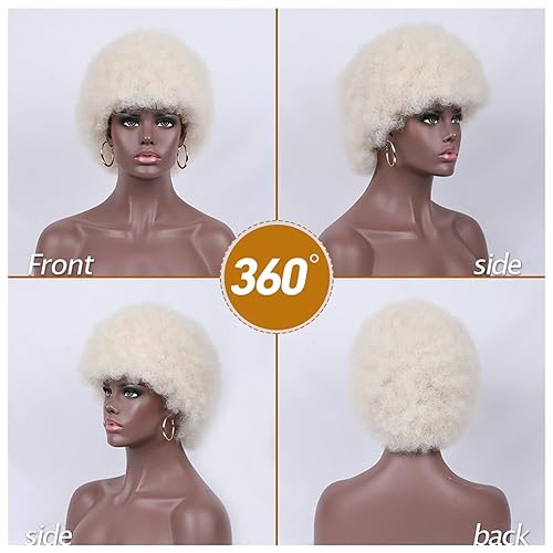 Miniatura 10 de Peluca rizada de los años 70 para mujeres negras, peluca afro de aspecto natural grande y esponjosa, suave, pelucas de los años 60, aretes de aro