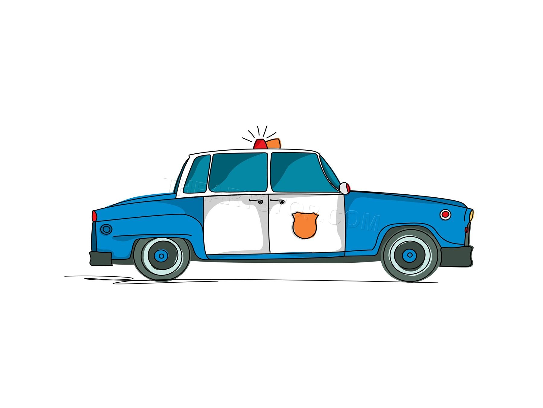 Wee Blue Coo Kids American Police Car Blue White Cops Wall Art Print