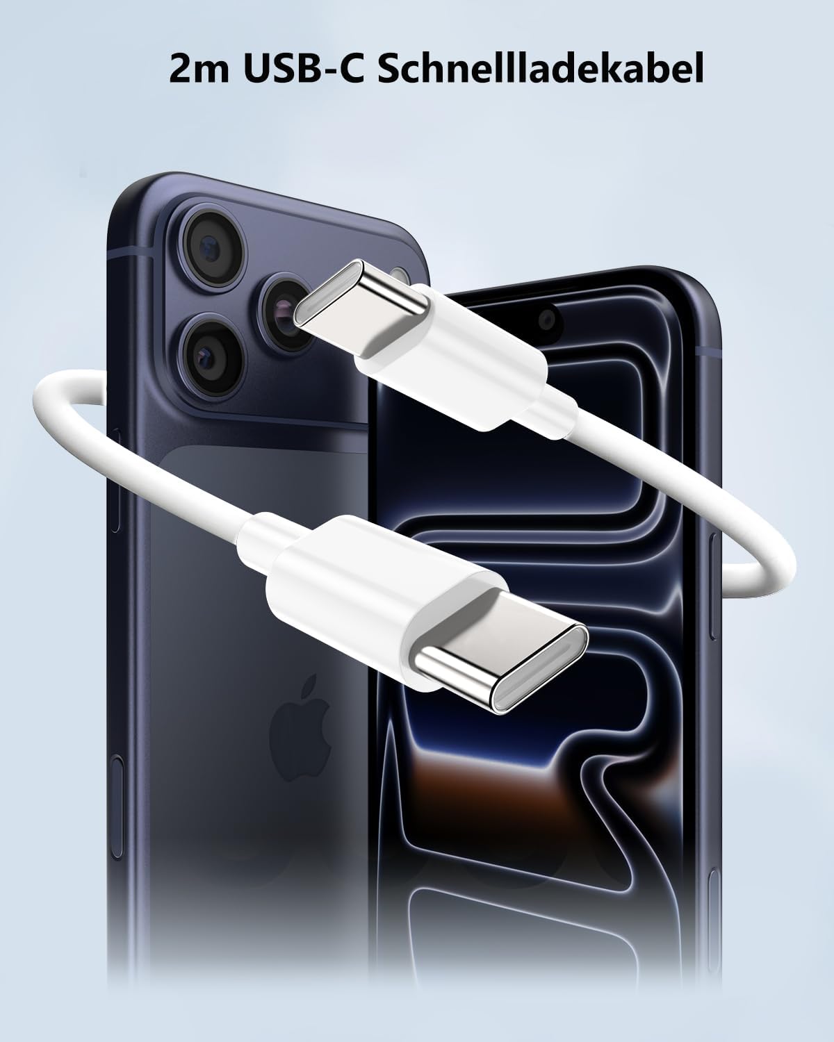USB C Ladegerät Schnellladekabel Ladekabel für iPhone 17 16 15 Pro Max Plus/17 Air/17e/16e, iPad Pro/Air Mini/10.11.Generation,2Pack 25W USBC Schnellladegerät 2M Kabel Charger Adapter Netzteil Stecker
