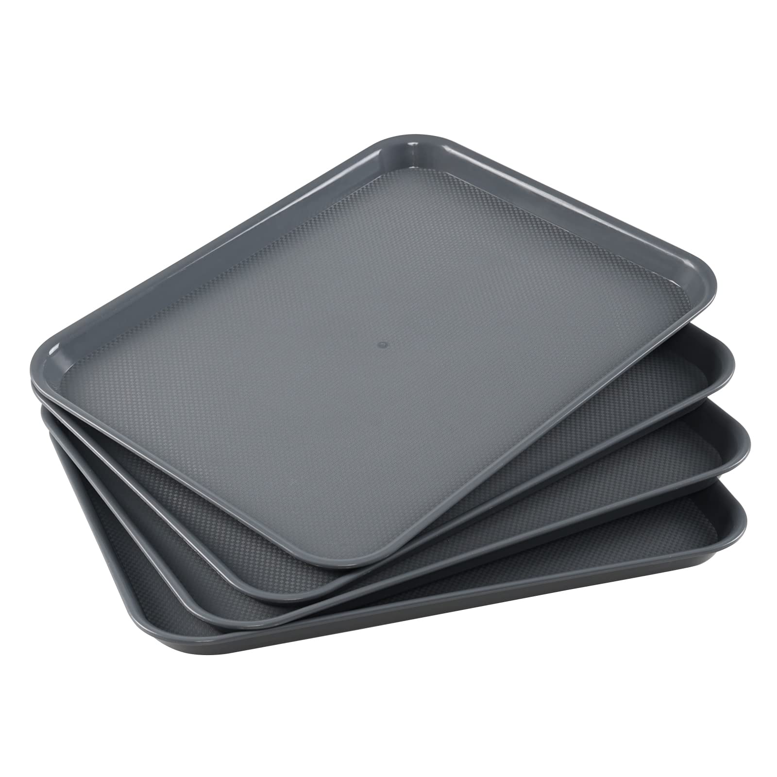 Plateaux en plastique gris rectangulaires Zopnny lot de 4 légers et empilables pour fête