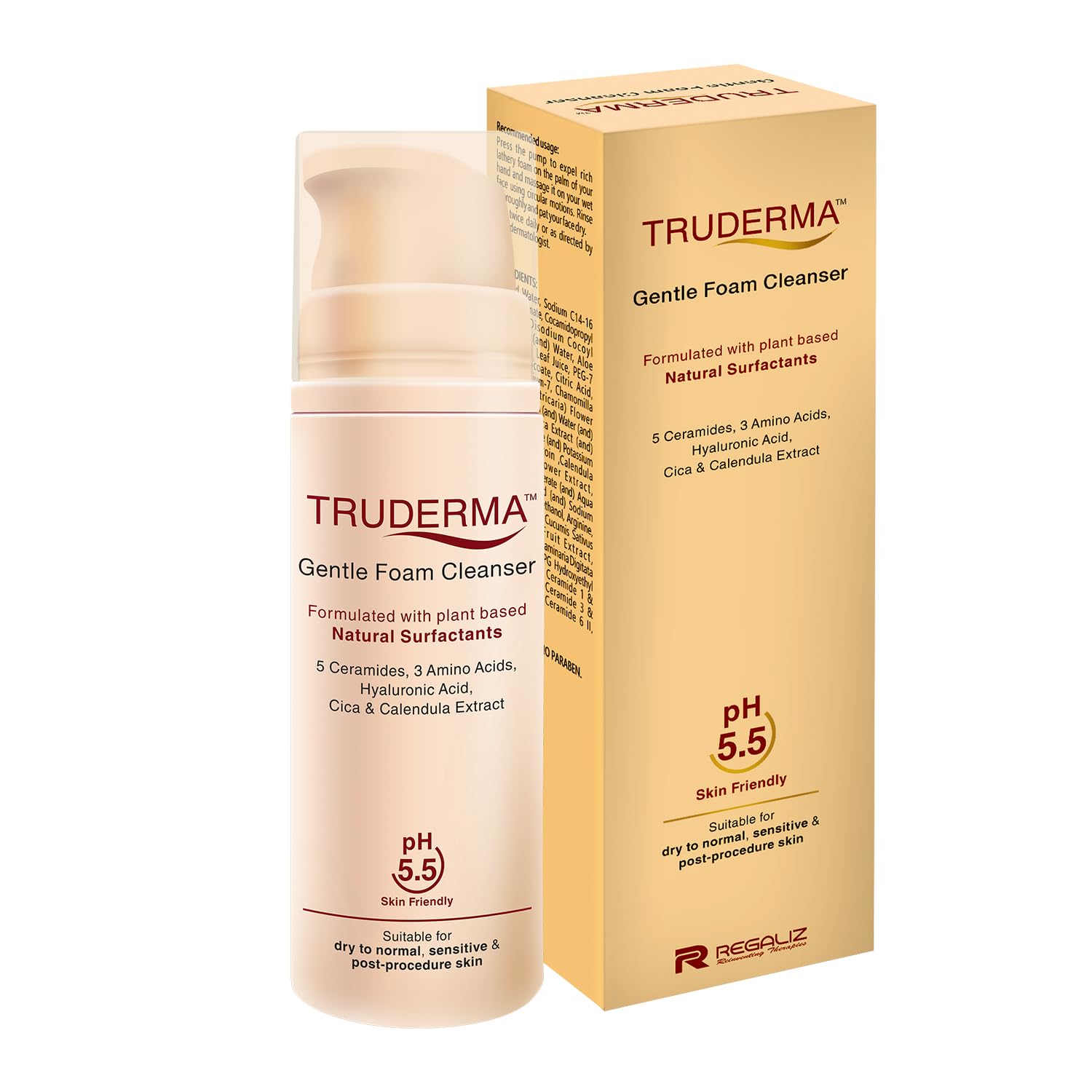 Regaliz Truderma Gentle Foam Cleanser | With Ceramides, Hyaluronic Acid, CICA & Calendula Extract | Gentle Foaming Face Wash for Sensitive, Dry & Normal Skin | 140 ml-image-43