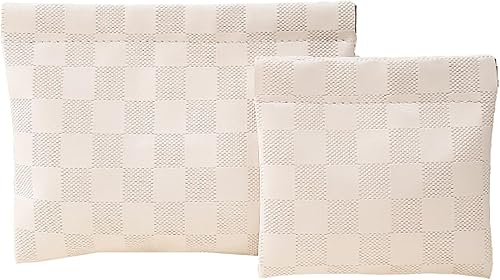 Miniatura 1 de LYDZTION Juego de 2 bolsas de maquillaje impermeables para mujer, bolsa de cosméticos a cuadros, bolsa de aseo de viaje, organizador de bolsa de