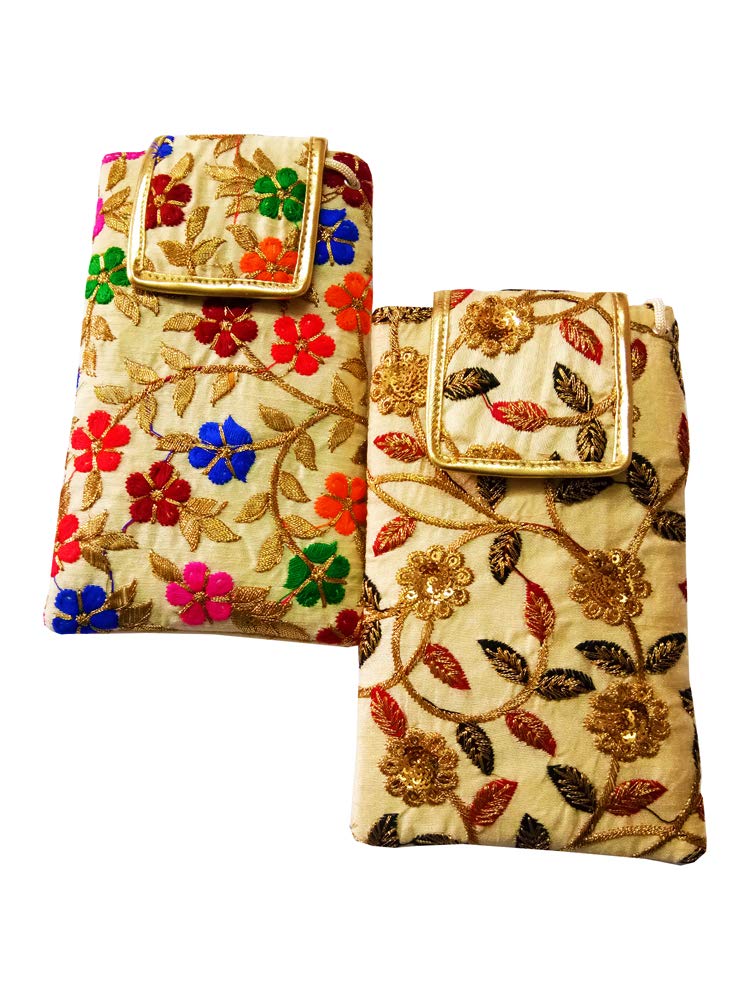 Avanti Creation Flower Pattern Ethnic Mobile Pouches for Women with Waist Clip and Sling Belt Embroidered Traditional Mobile Pouch Cover for Ladies Pack of 2 Combo (Floral Multicolor) (B07QCC4MCS) Amazon Price History, Amazon Price Tracker