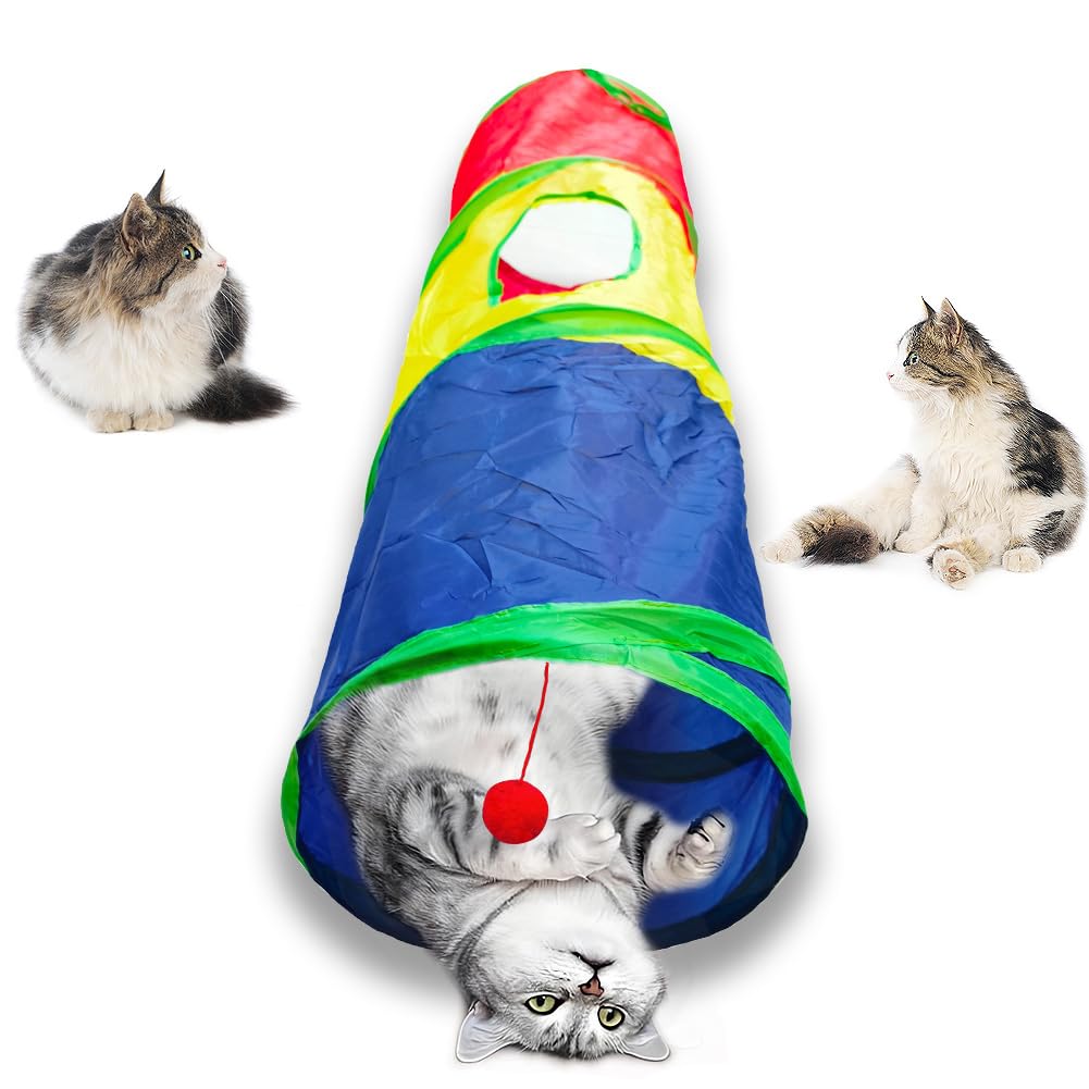 Deofun Cat Tunnel Tube Toys，Tunnels for Indoor Cats, 2 Way Foldable