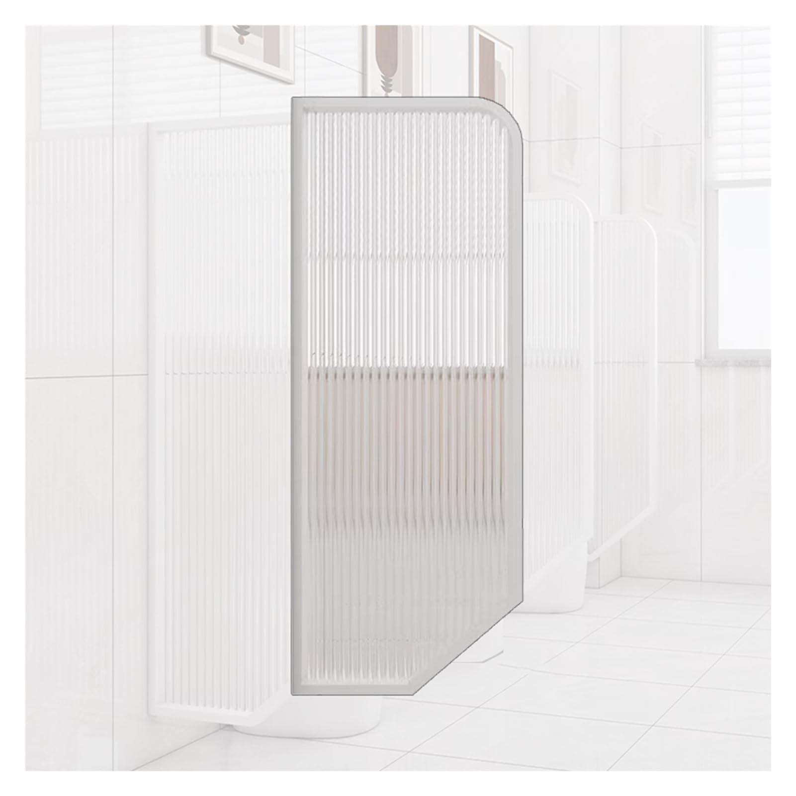 Raumteiler, durchscheinend, aus Glas, Bodenmontage, Sichtschutz für Restaurants, 60 x 30 cm, gehärtetes Glas, Urinal und Schreibtisch-Trennwand, stilvolles weißes Design
