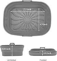 Vista 2 de Aichoof Forro rectangular para freidora de aire, olla redonda de silicona reutilizable, diseño de filtro de aceite antiadherente, tapete de cocina