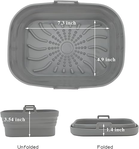 Miniatura 2 de Aichoof Forro rectangular para freidora de aire, olla redonda de silicona reutilizable, diseño de filtro de aceite antiadherente, tapete de cocina