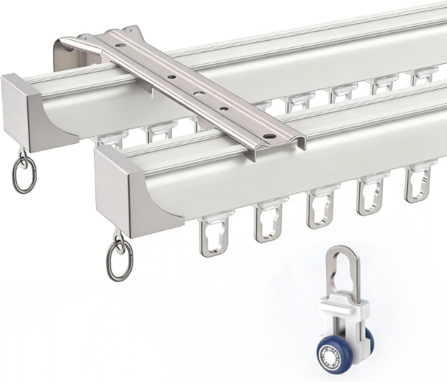 Curtain Rails Top-mount And Side-mount Designs Load-bearing Bearing Wheel Sliding Ceiling Track For Curtains Black For Bedroom Living Room Kitchen(3.7M/12.1(FT),Side)