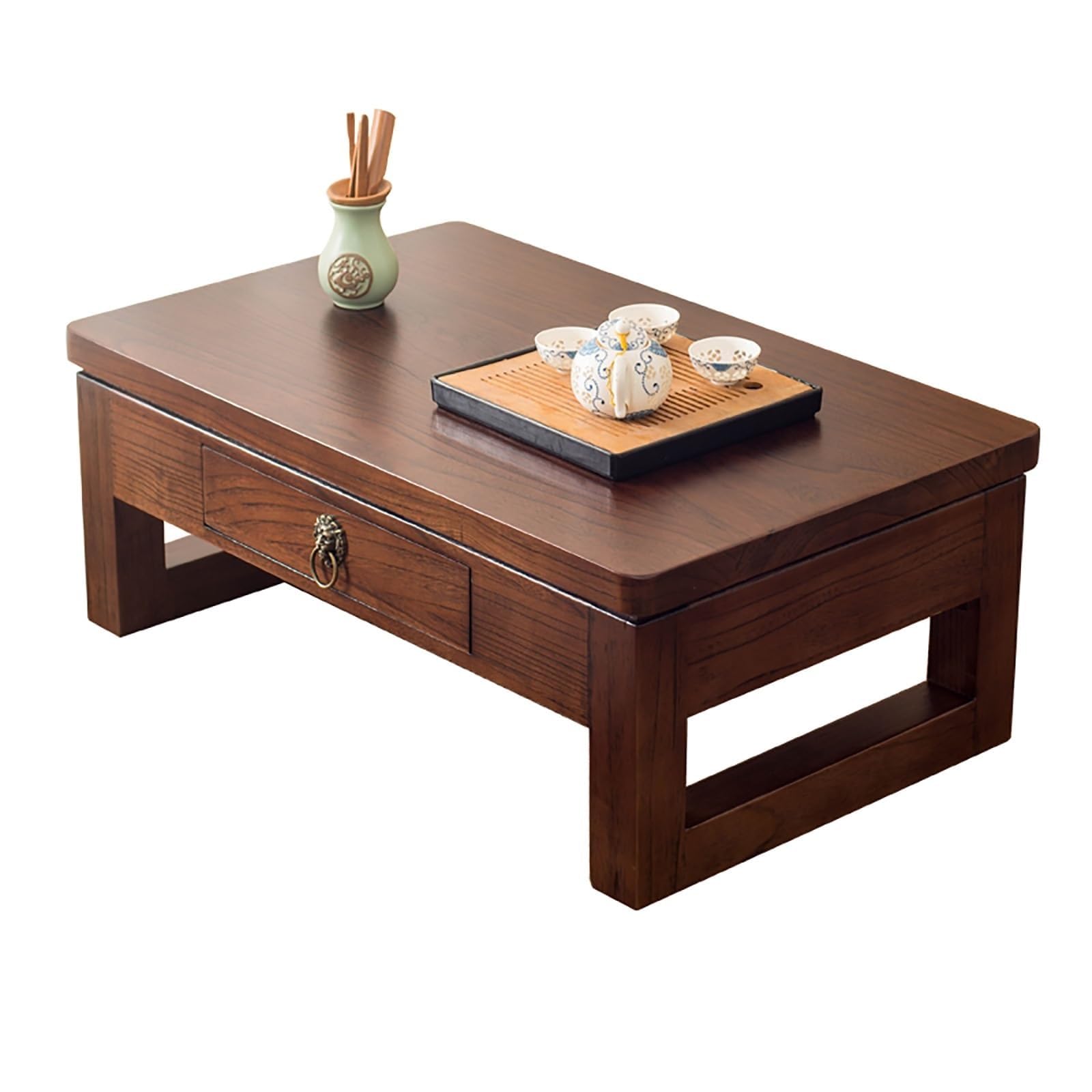 Table de Salon Japonaise pour Méditation et Décoration en Bois Marron
