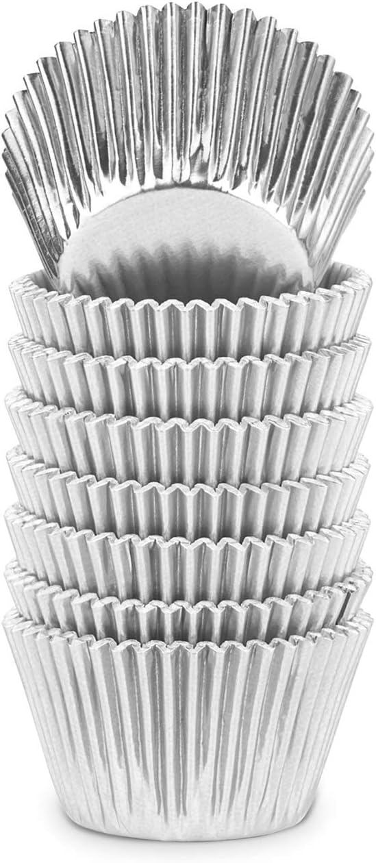 Gifbera Silver Foil Jumbo Cupcake Liners Metallic Muffin Baking Cups, 160-Count