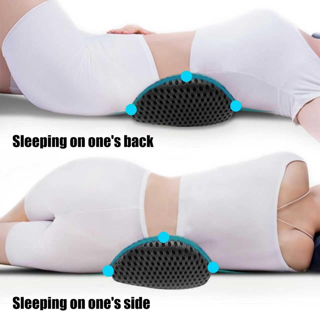 EPROICKS Cojin Lumbar, Cojín Lumbar Dormir, Cojín Lumbar Cama, Almohada Lumbar para Coche, Silla Oficina, Cama, Sofa Soporte Lumbar (Negro)