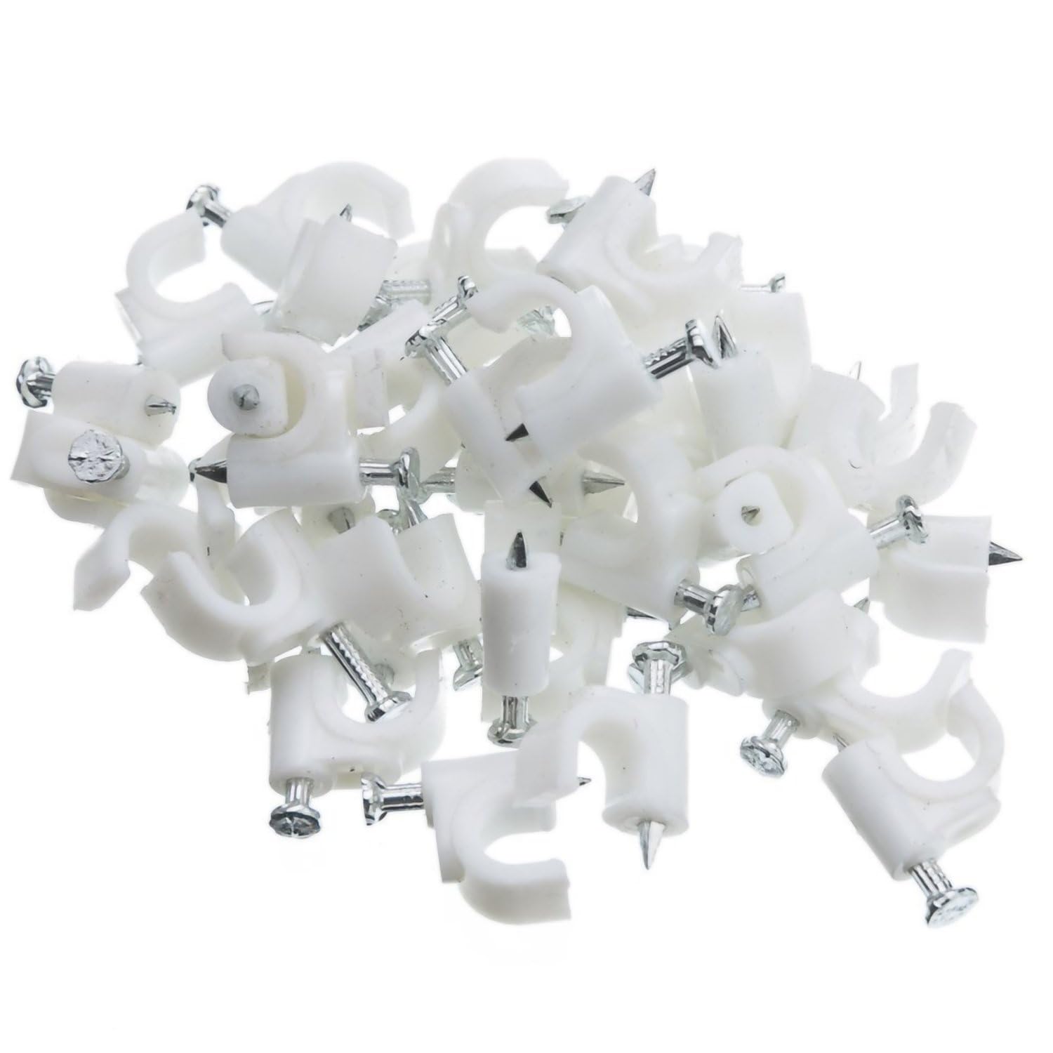 PROFI Kabelhalter & Kabelschellen 18 mm Weiß (1000 Stück) – weitere Größen (4-18mm) wählbar – Nagelschellen mit Stahlnagel, Kabelklemmen & Kabelclips