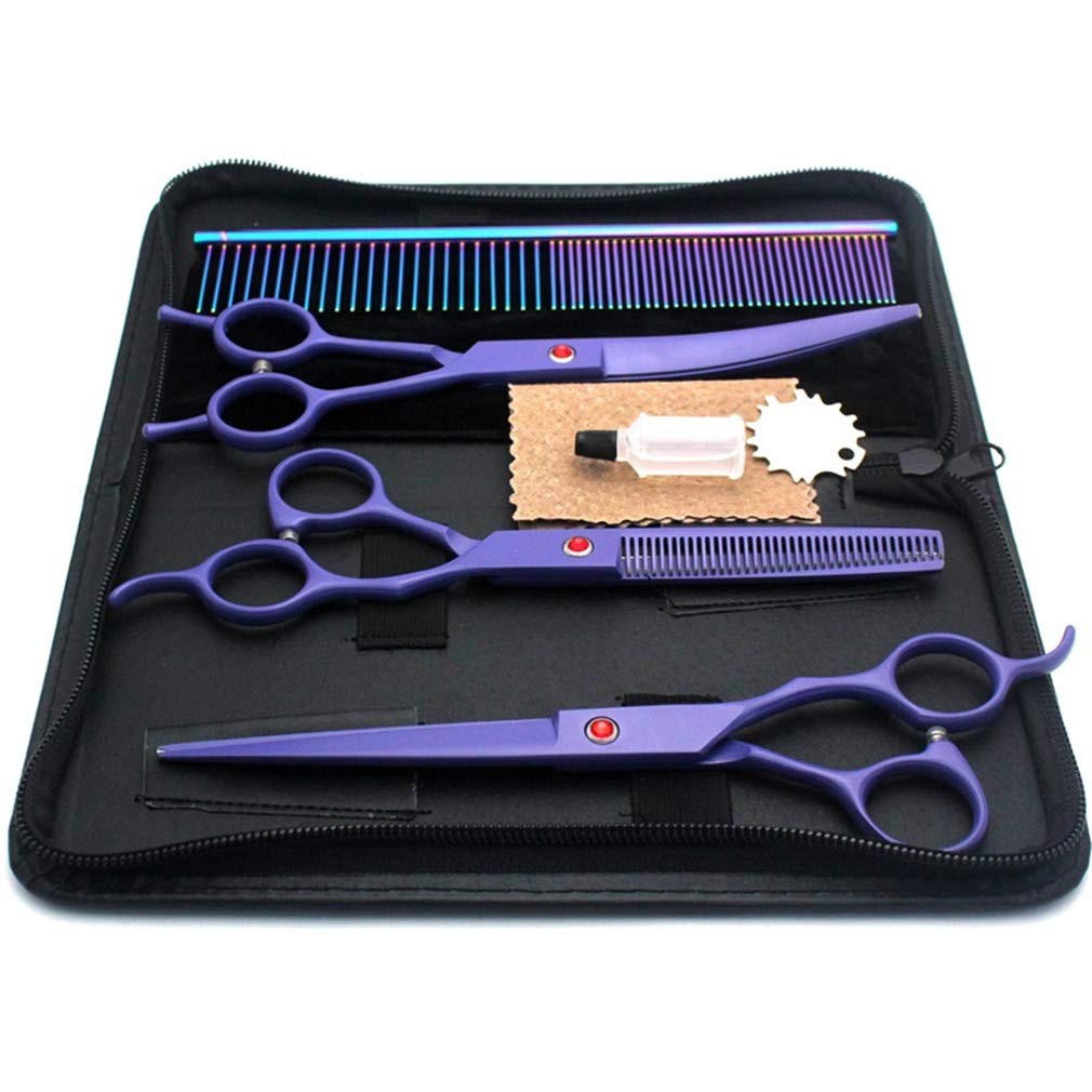 7,0 Pollici Pet Grooming Forbici Kit, Professionale in Acciaio Inox 4 Pezzi dei Capelli Pet Forbici Set Pet Trimmer Kit, per Il Salone, Pet Parrucchiere
