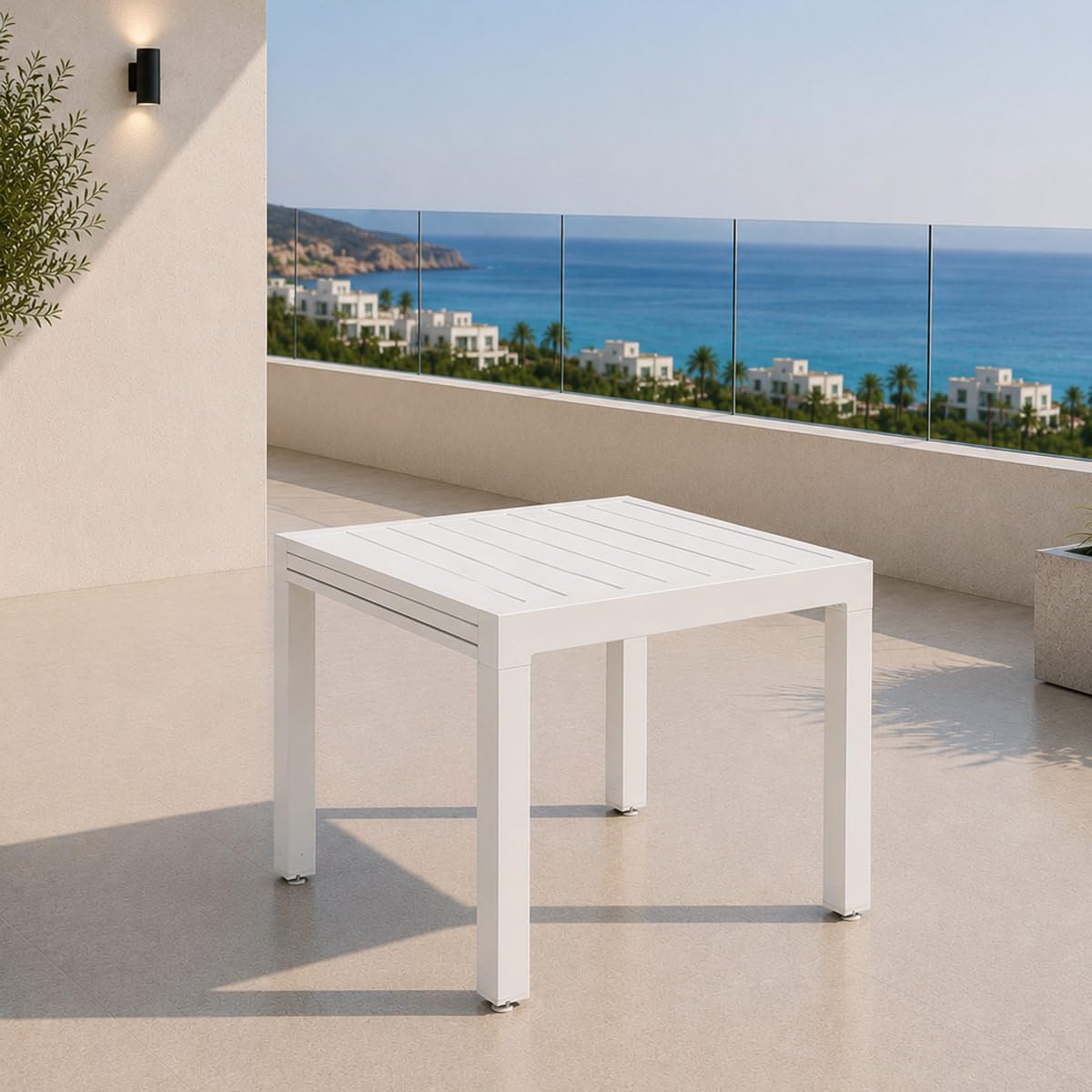 Yellow shop - HILL Tavolo da giardino quadrato allungabile per esterno in alluminio L90/180xP90xH74 cm Antracite, Bianco o Coffee (Bianco)