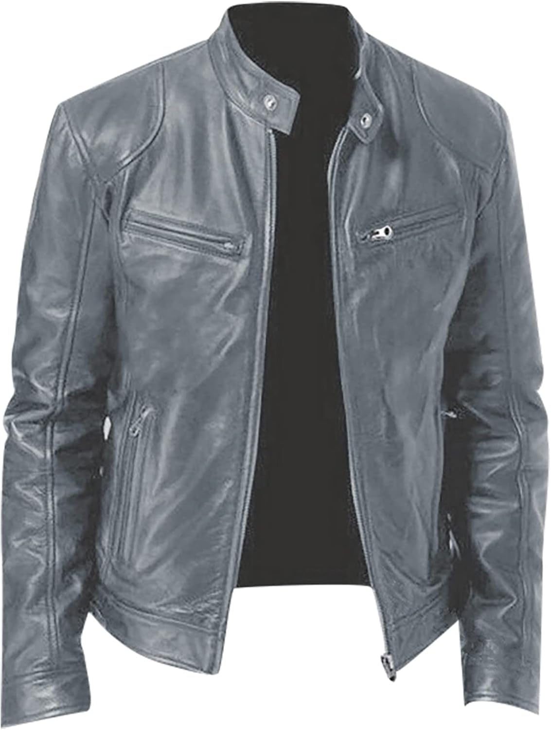 Ymosrh Fashion Jackets for Men Winter Men's Casual Solid Color Long-Sleeved Slim Leather Mens Coats Jackets Stylish