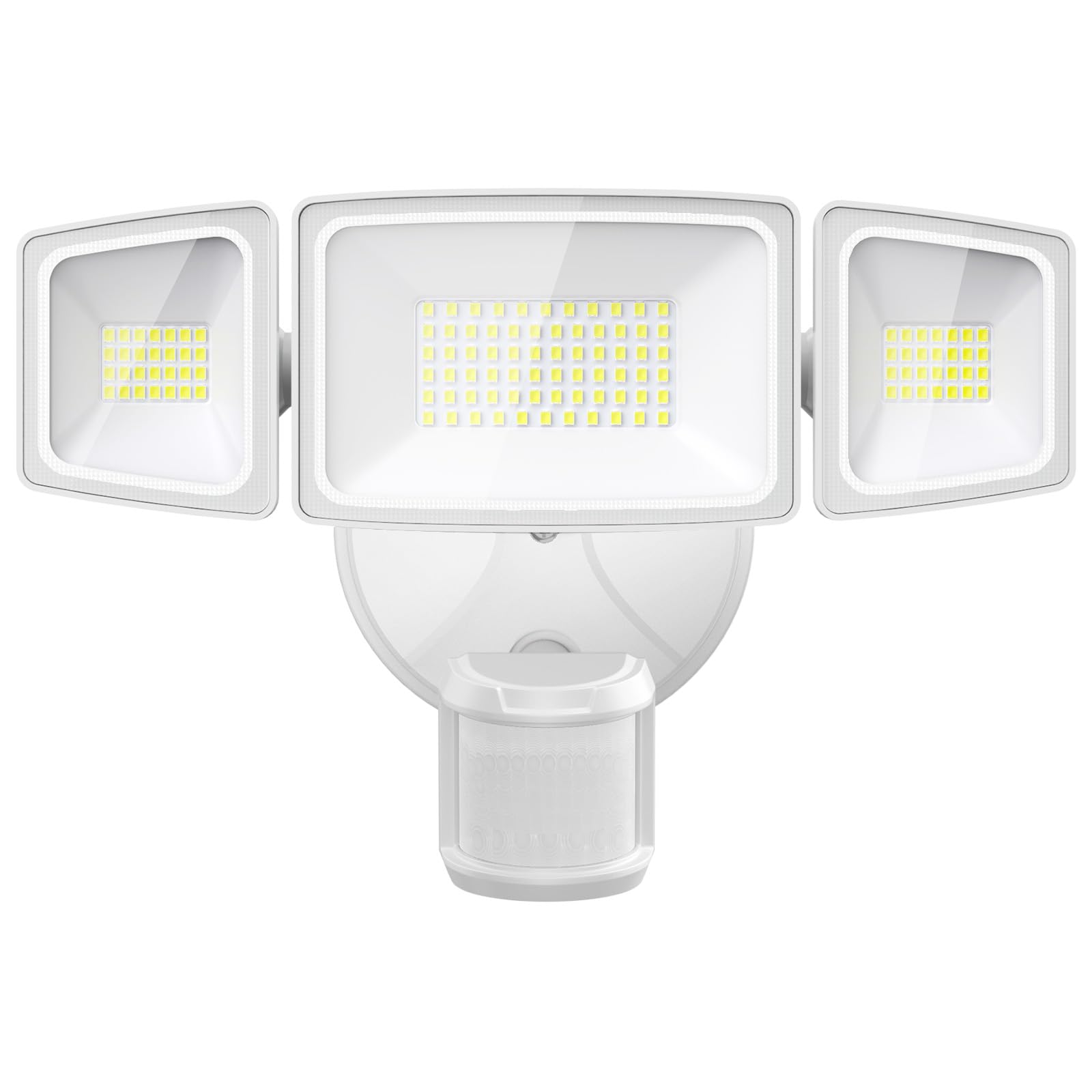 Onforu 55W Foco de Seguridad con Sensor de Movimiento, 3 Cabezas 5000 LM Foco Exterior LED, IP65 Impermeable Proyector Foco LED con Detector, 6500 K Blanco Frío para Jardín, Patio, Garaje, Entrada